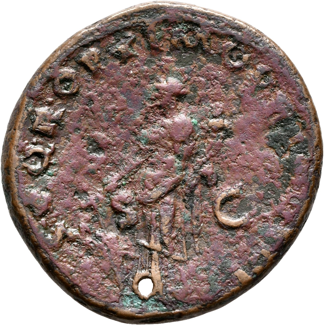 RIC II Trajan 500 (as) Trajan reverse, Fortuna, draped, standing left, holding rudder in front of prow in right hand and c...