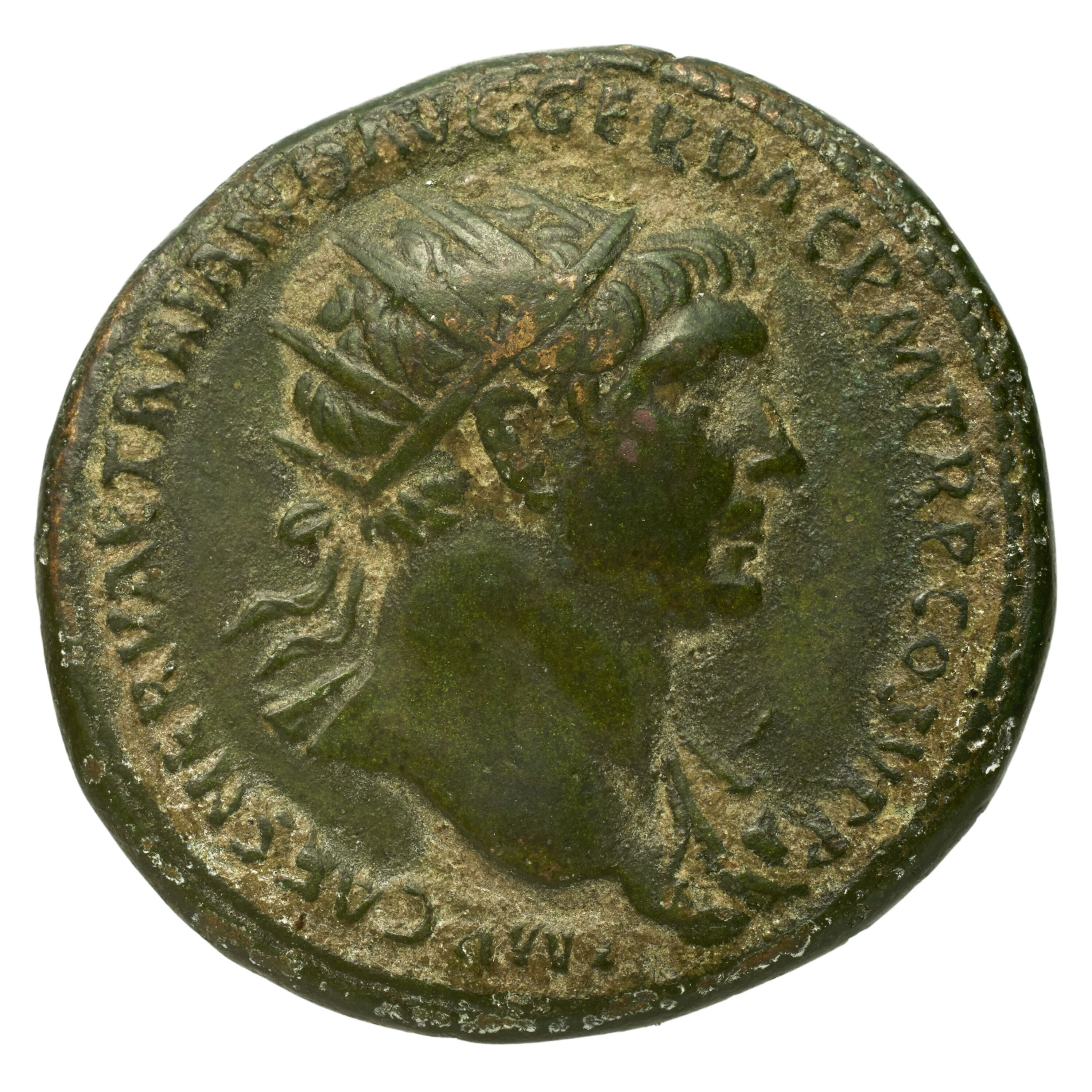 RIC II Trajan 512 Trajan obverse, Bust of Trajan, radiate, right (sometimes with aegis)