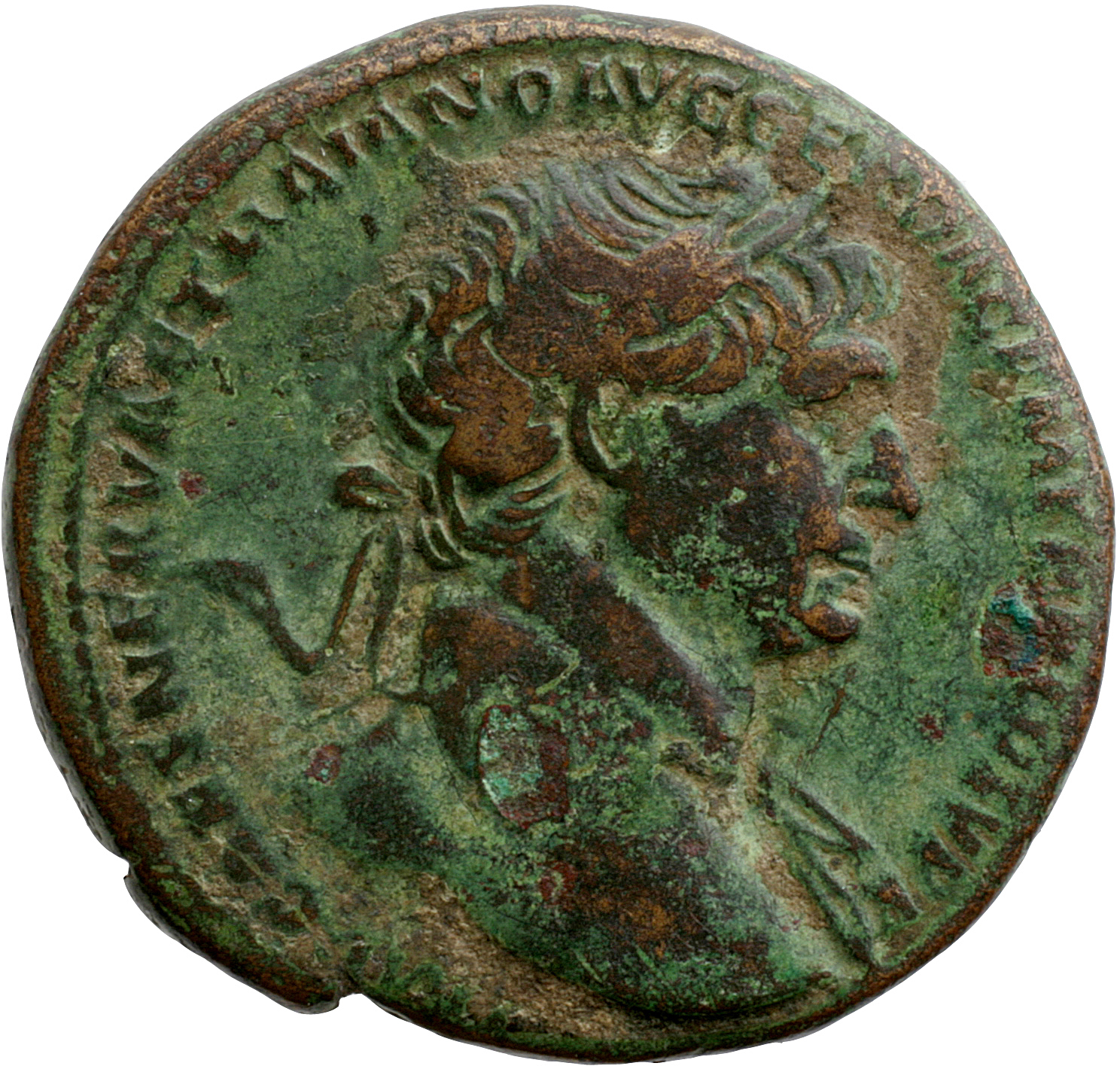 RIC II Trajan 515 (as) Trajan obverse, Bust of Trajan, laureate, draped on left shoulder, right
