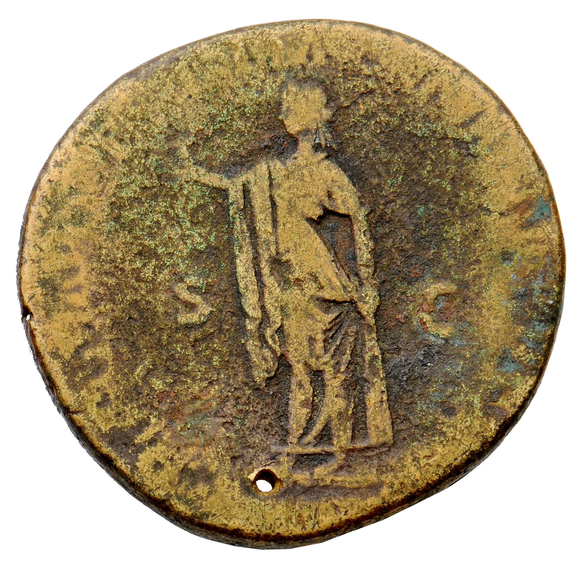 RIC II Trajan 520 Trajan reverse, Spes, draped, advancing left, holding up flower in right hand and raising skirt with left