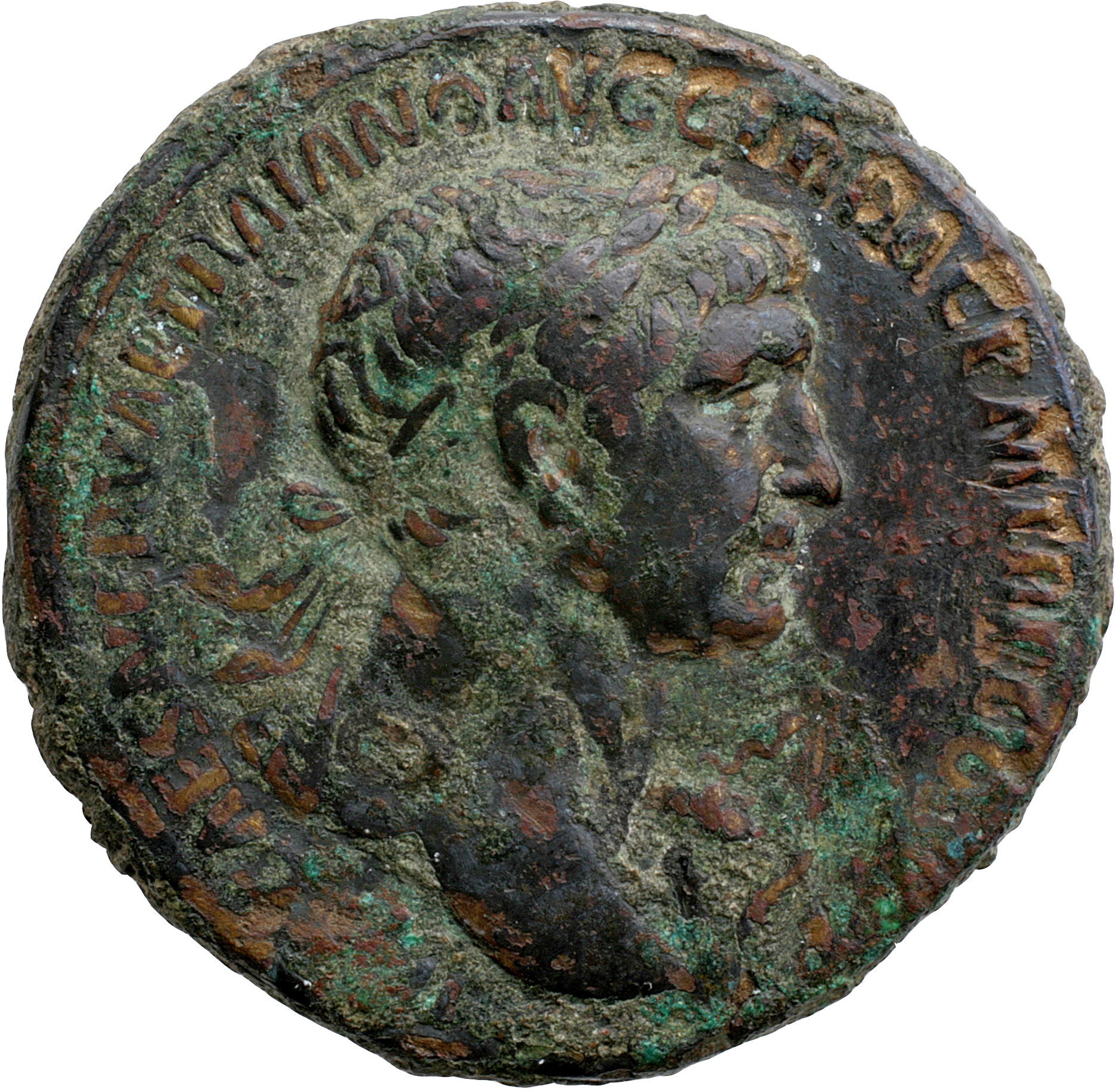 Trajan obverse — Bust of Trajan, laureate, right (sometimes draped with aegis)