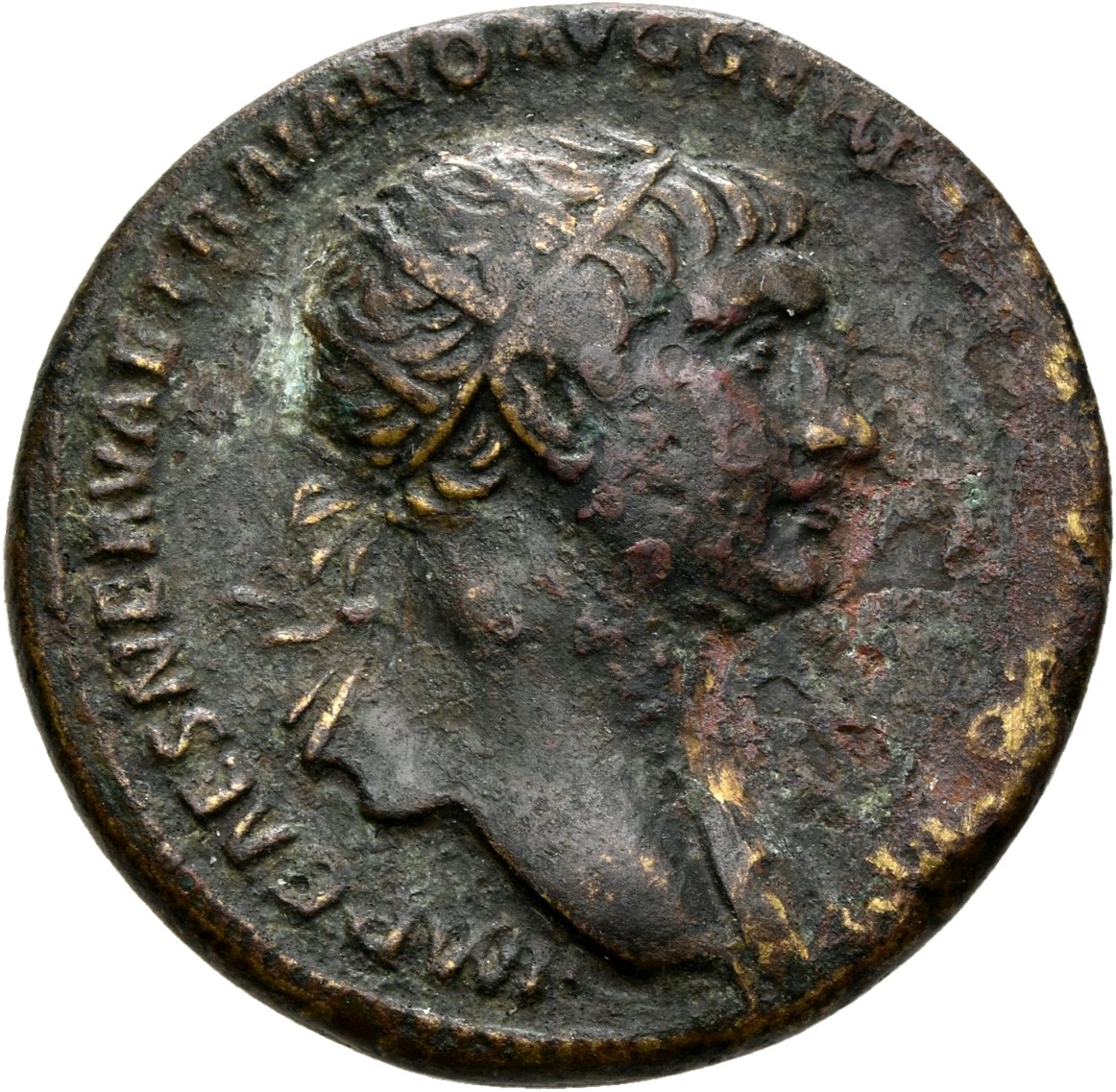 RIC II Trajan 525 Trajan obverse, Bust of Trajan, radiate, draped, right (sometimes cuirassed)