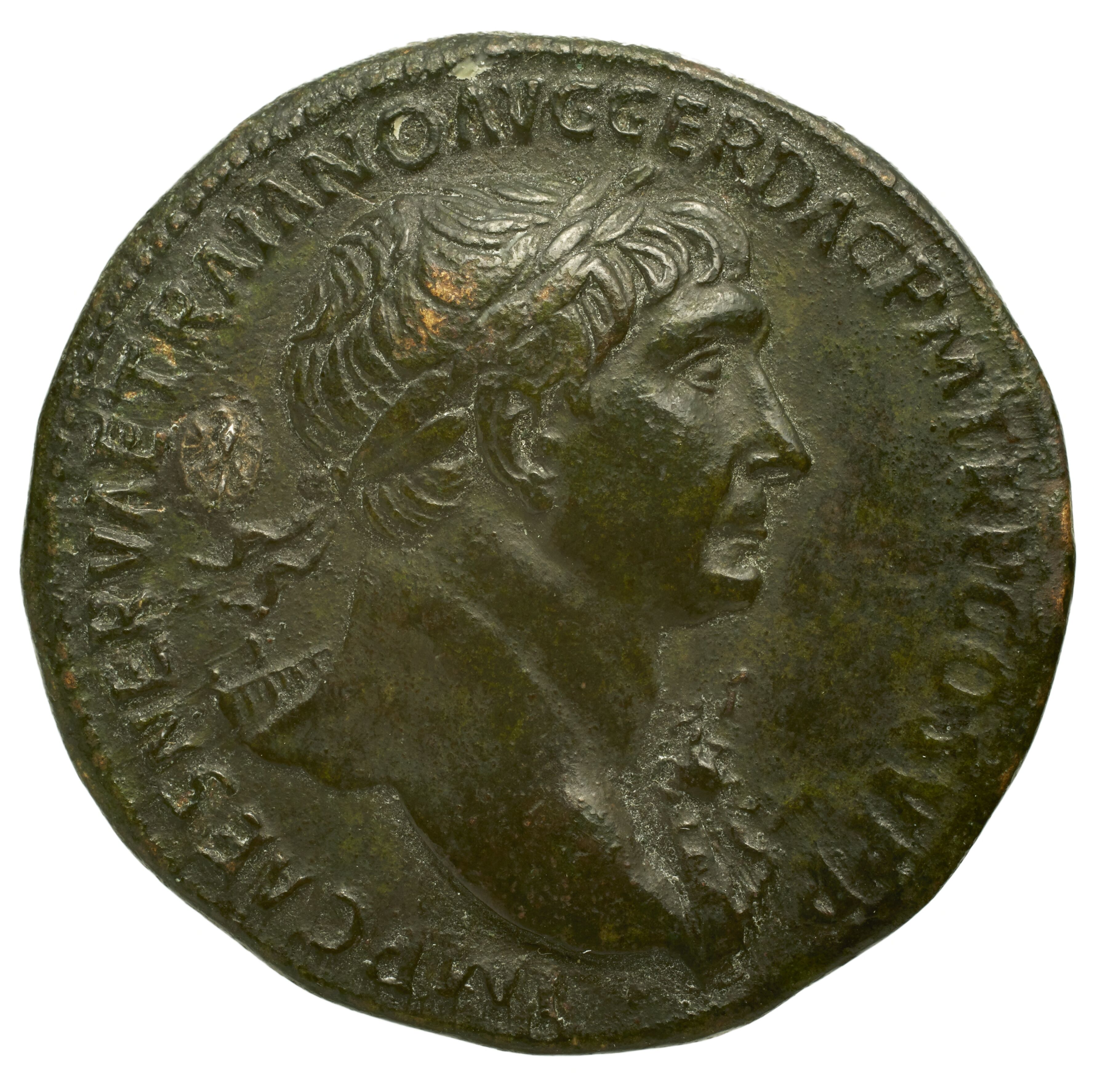 RIC II Trajan 528 Trajan obverse, Bust of Trajan, laureate, right with aegis