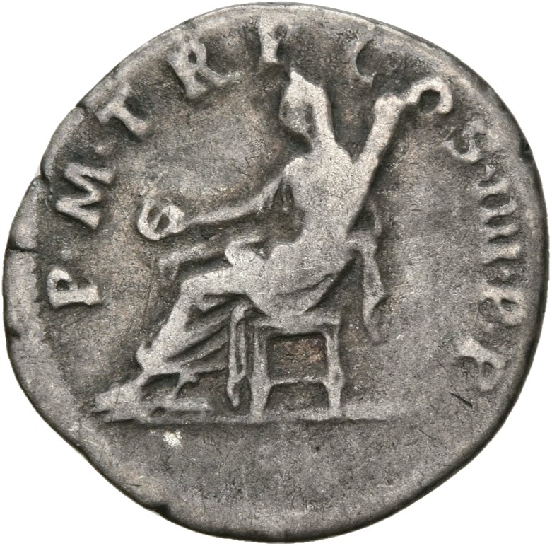 RIC II Trajan 53 Trajan reverse, Vesta, veiled, draped, seated left on seat without back, holding patera in right hand and...
