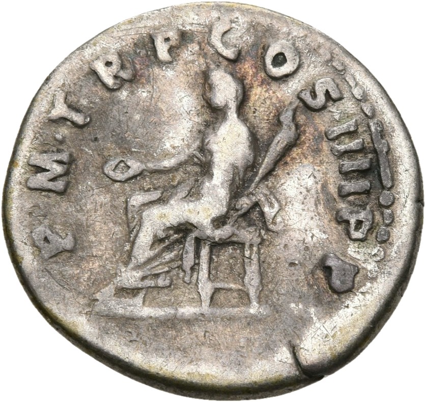 RIC II Trajan 53 Trajan reverse, Vesta, veiled, draped, seated left on seat without back, holding patera in right hand and...