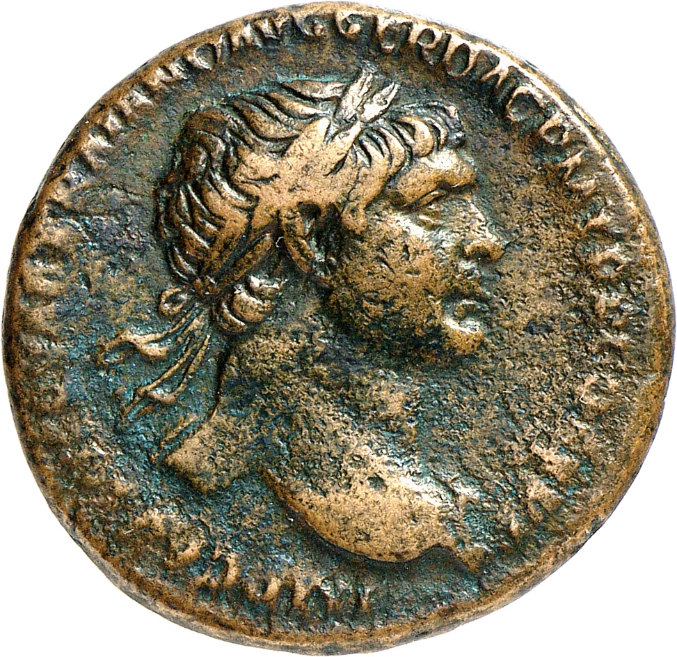 RIC II Trajan 540 Trajan obverse, Bust of Trajan, laureate, right with aegis