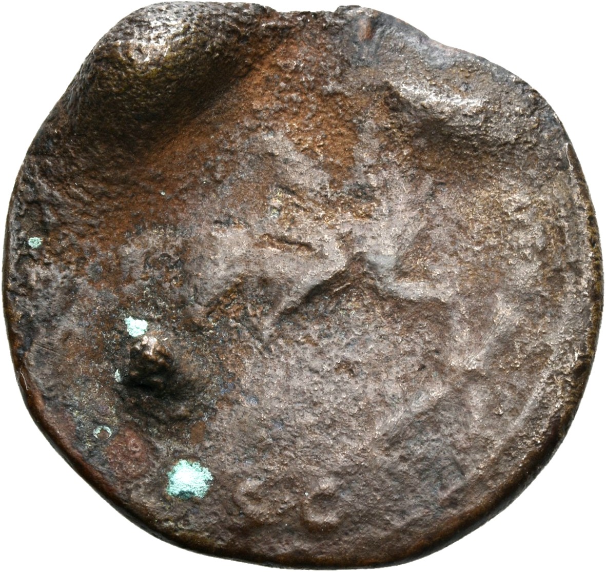 RIC II Trajan 540 Trajan reverse, Trajan, bare-headed, in military dress, cloak floating behind him, riding right, thrusti...