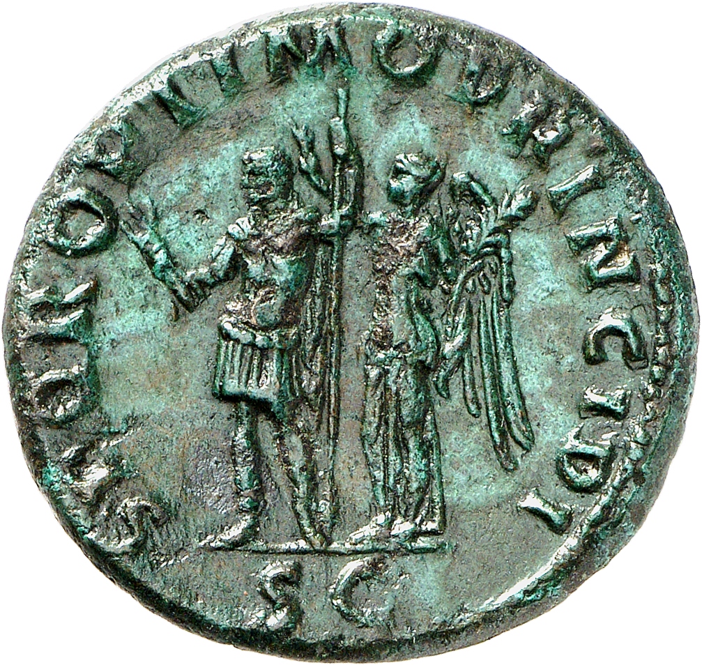 RIC II Trajan 549 (as) Trajan reverse, Trajan, bare-headed, in military dress, standing left, holding thunderbolt in right...