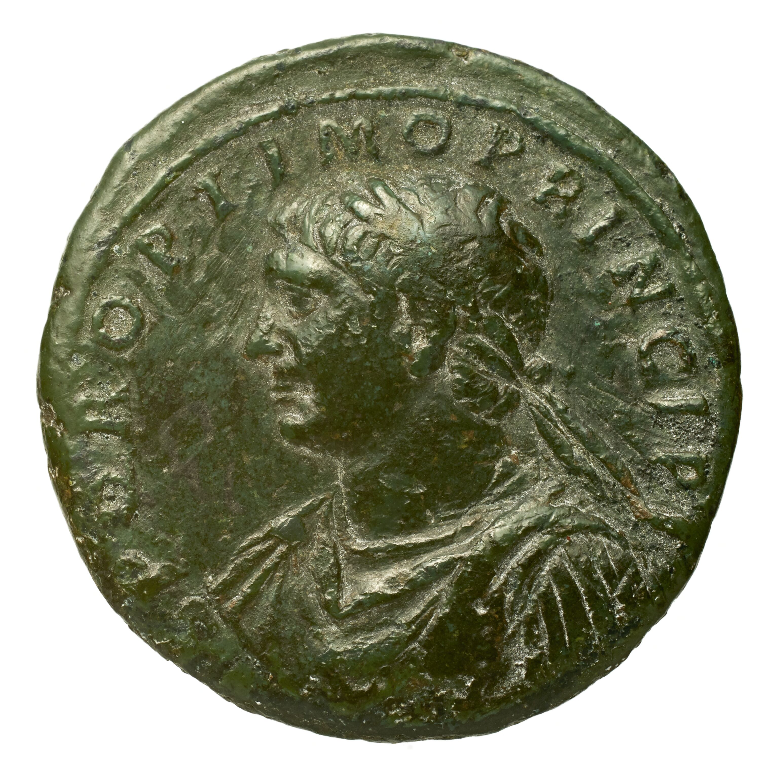 RIC II Trajan 555 Trajan obverse, Head of Trajan, laureate, right