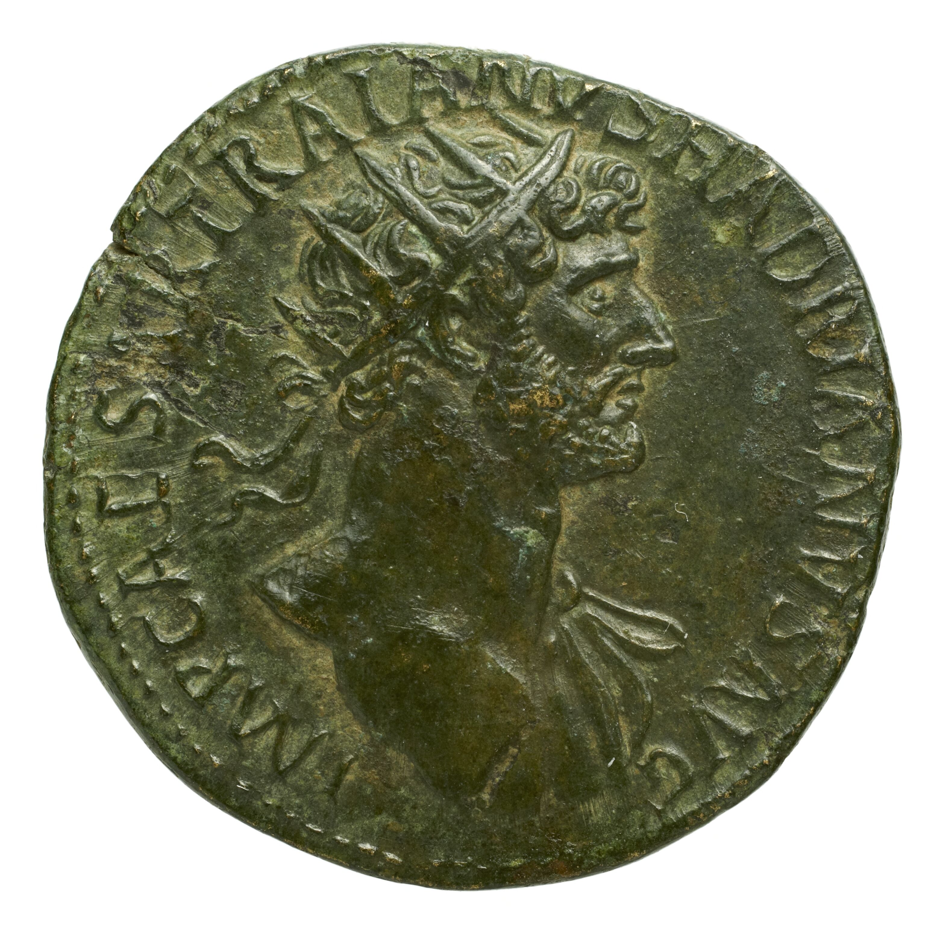 RIC II Trajan 557 Trajan obverse, Bust of Trajan, laureate, draped, cuirassed, right