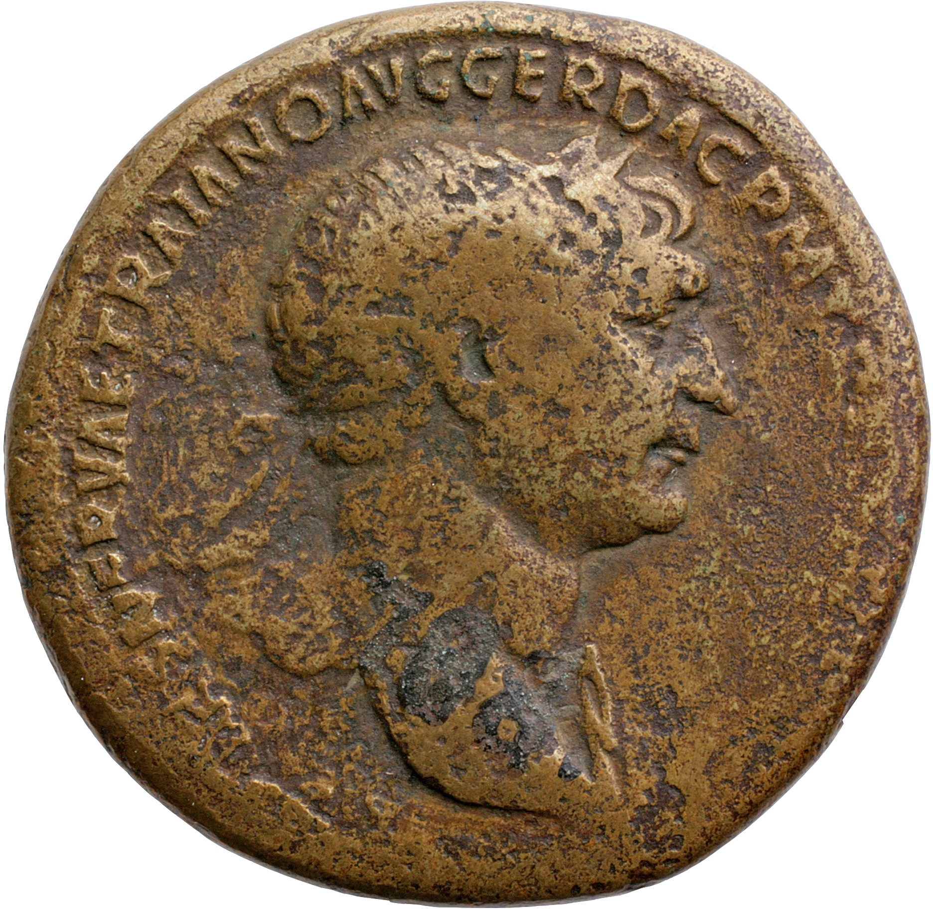 RIC II Trajan 560 Trajan obverse, Bust of Trajan, laureate, right (sometimes with aegis)