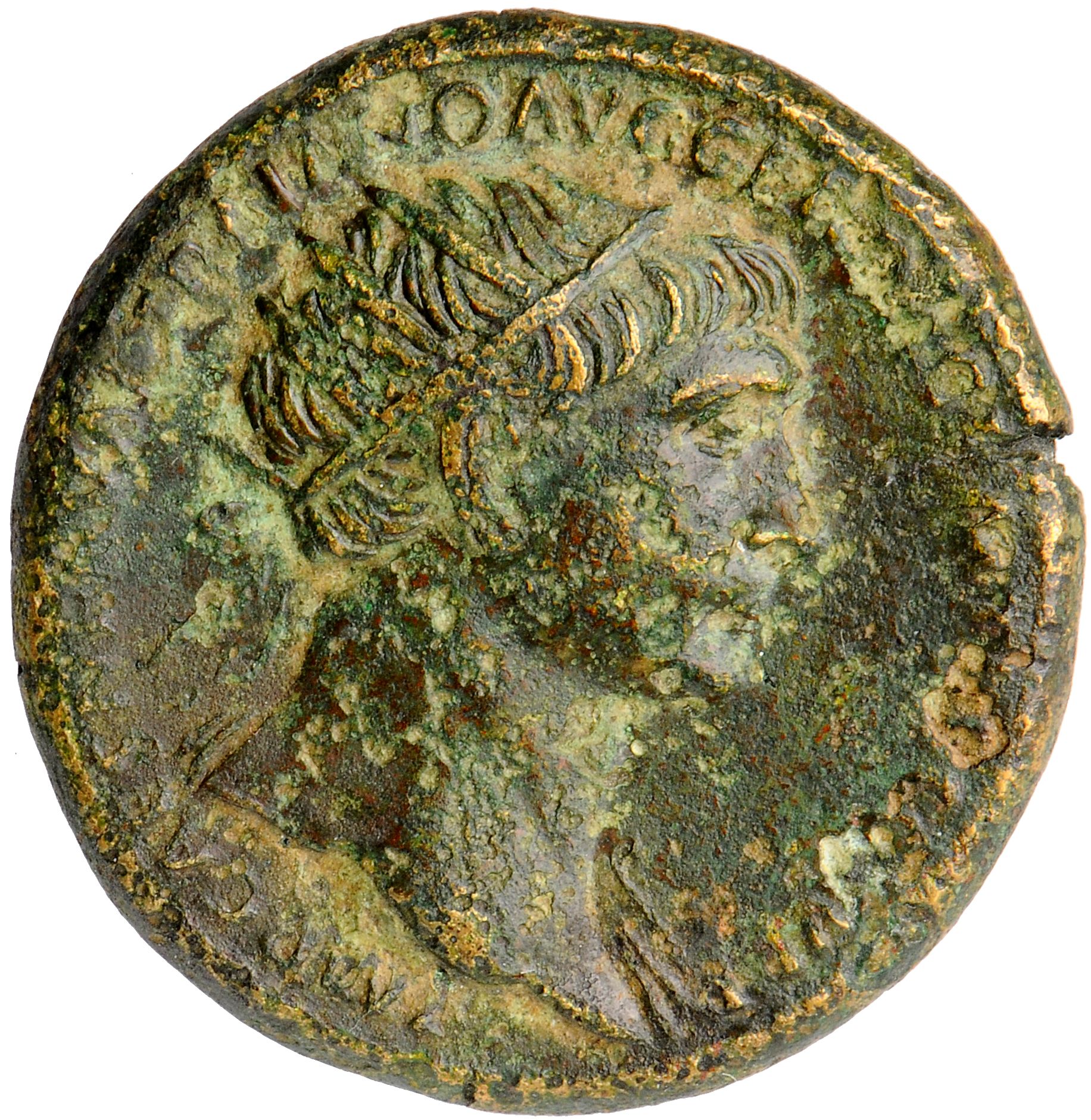 RIC II Trajan 570 Trajan obverse, Bust of Trajan, radiate, draped on left shoulder, right