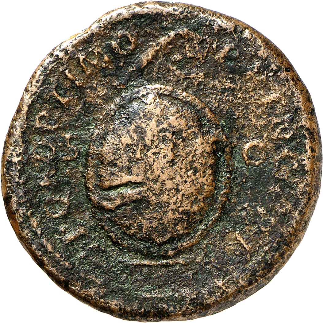 RIC II Trajan 585 Trajan reverse, Oval shield inscribed DACIA CAPTA; behind oblong shield, two spears, curved sword and ve...