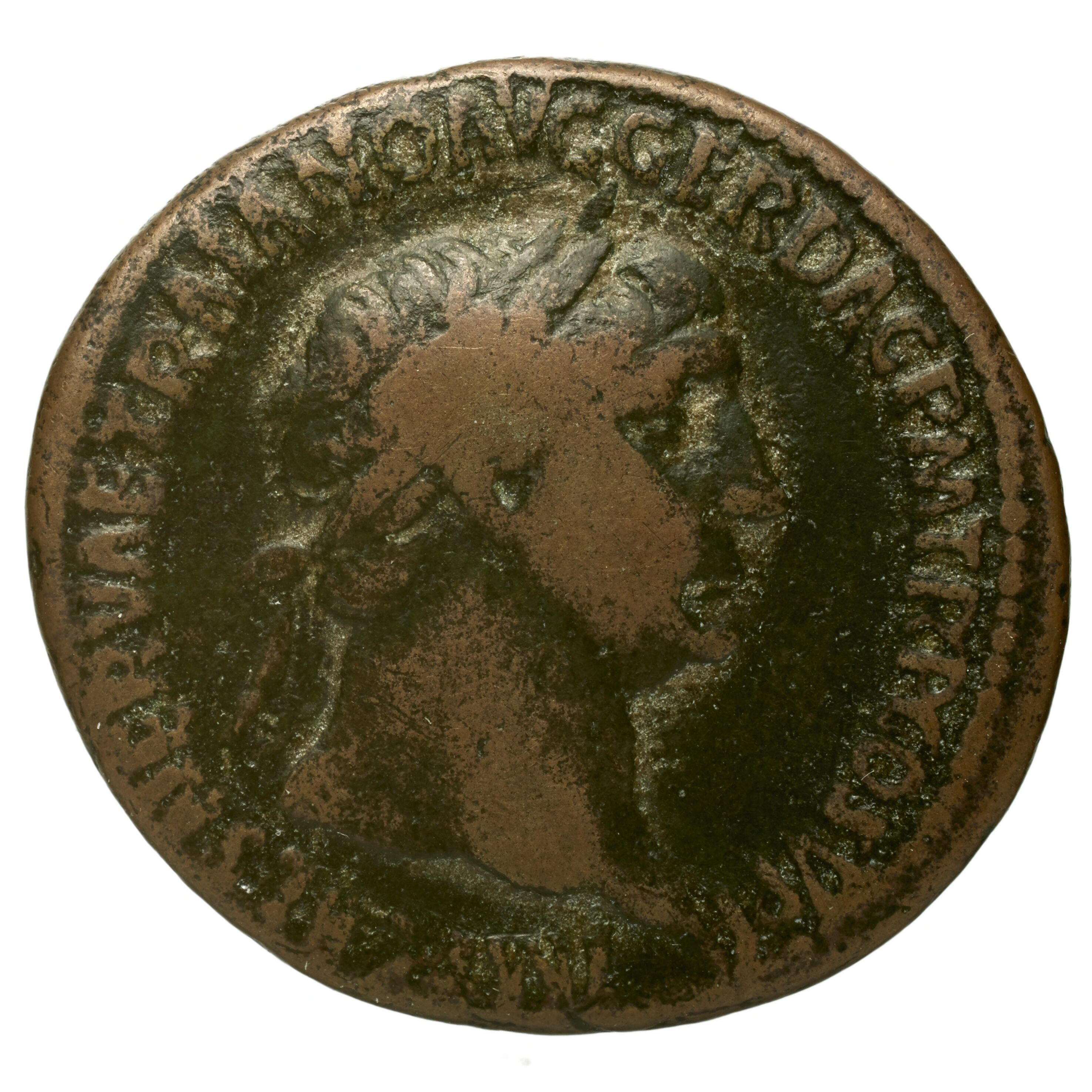 RIC II Trajan 585 Trajan obverse, Head of Trajan, radiate, right
