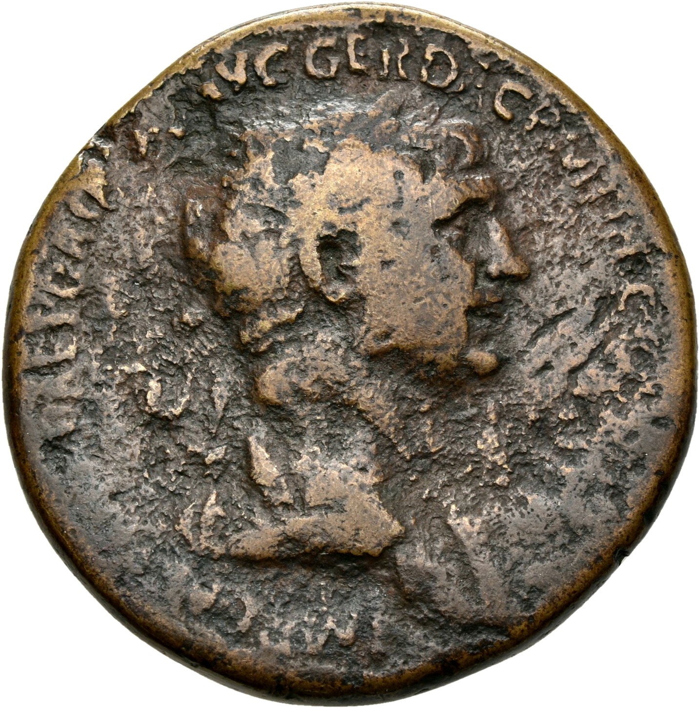 RIC II Trajan 598 Trajan obverse, Bust of Trajan, laureate, draped on left shoulder, right