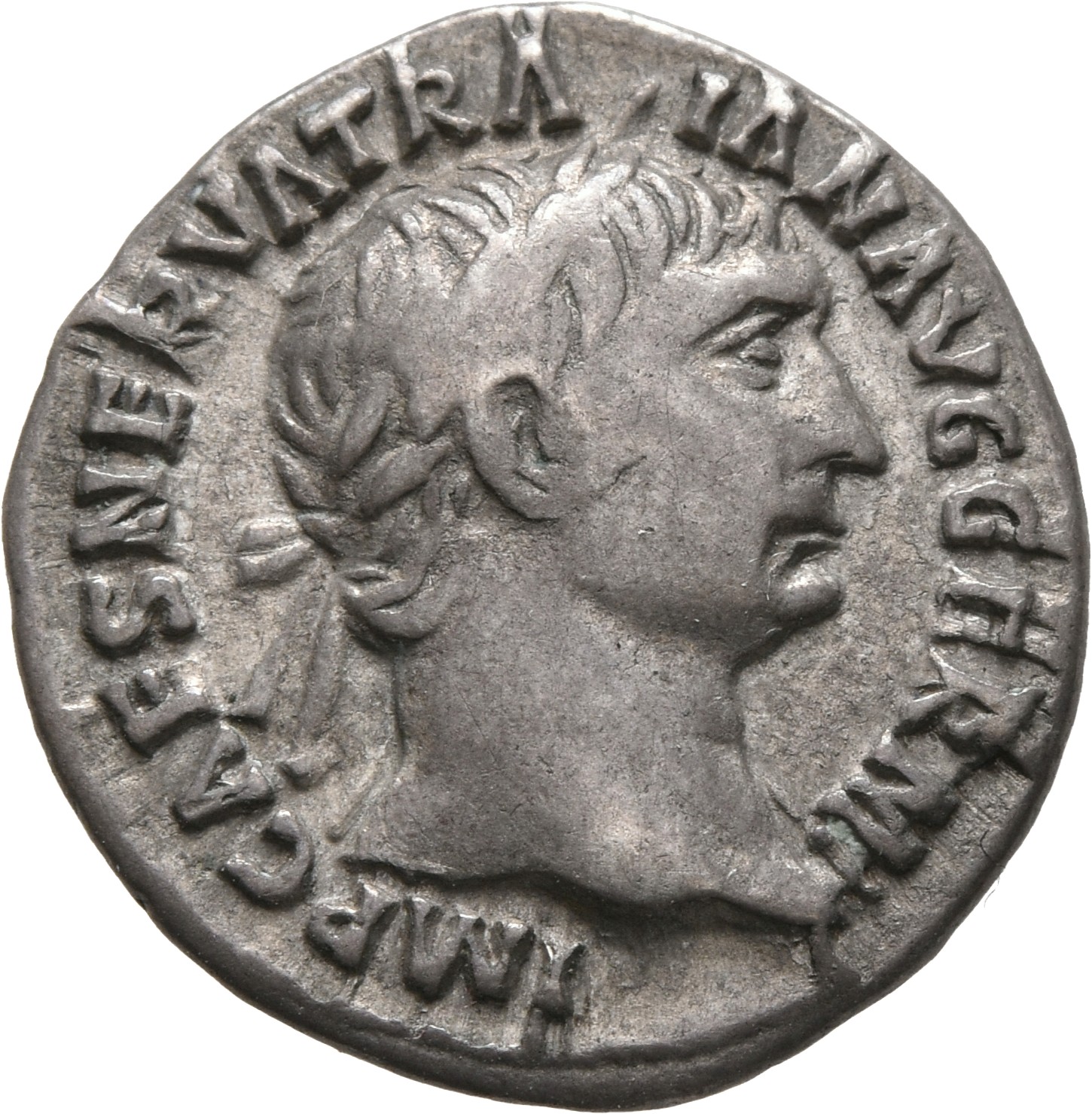 RIC II Trajan 60 Trajan obverse, Bust of Trajan, laureate, right (sometimes draped on left shoulder)