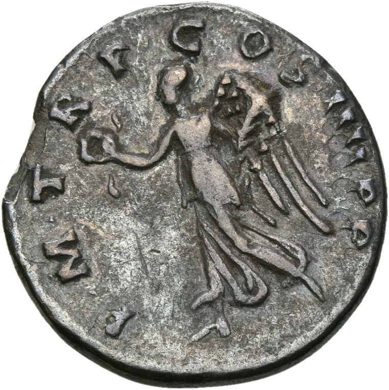 RIC II Trajan 60 Trajan reverse, Victory advancing left, holding wreath and palm