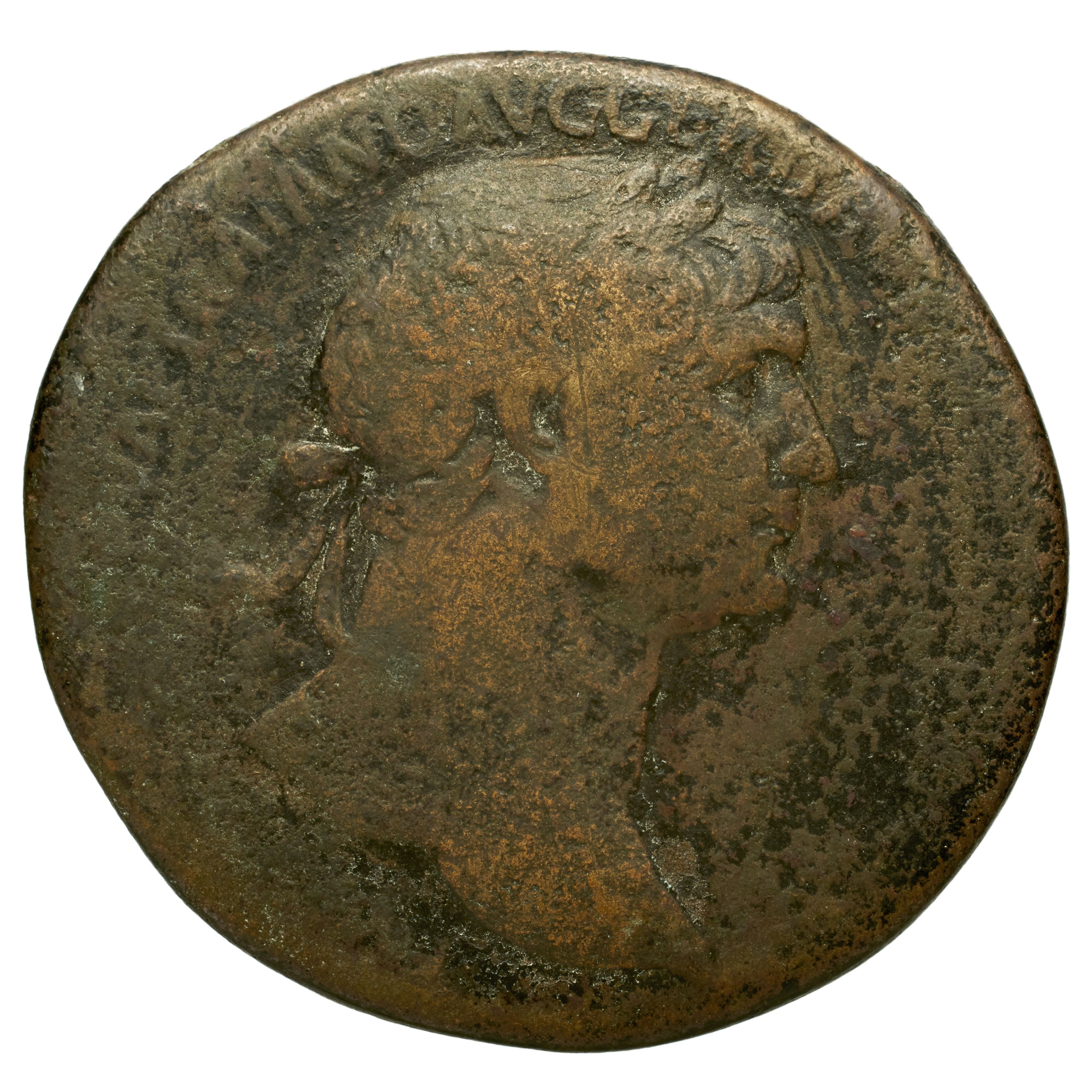 RIC II Trajan 601 Trajan obverse, Head of Trajan, laureate, right