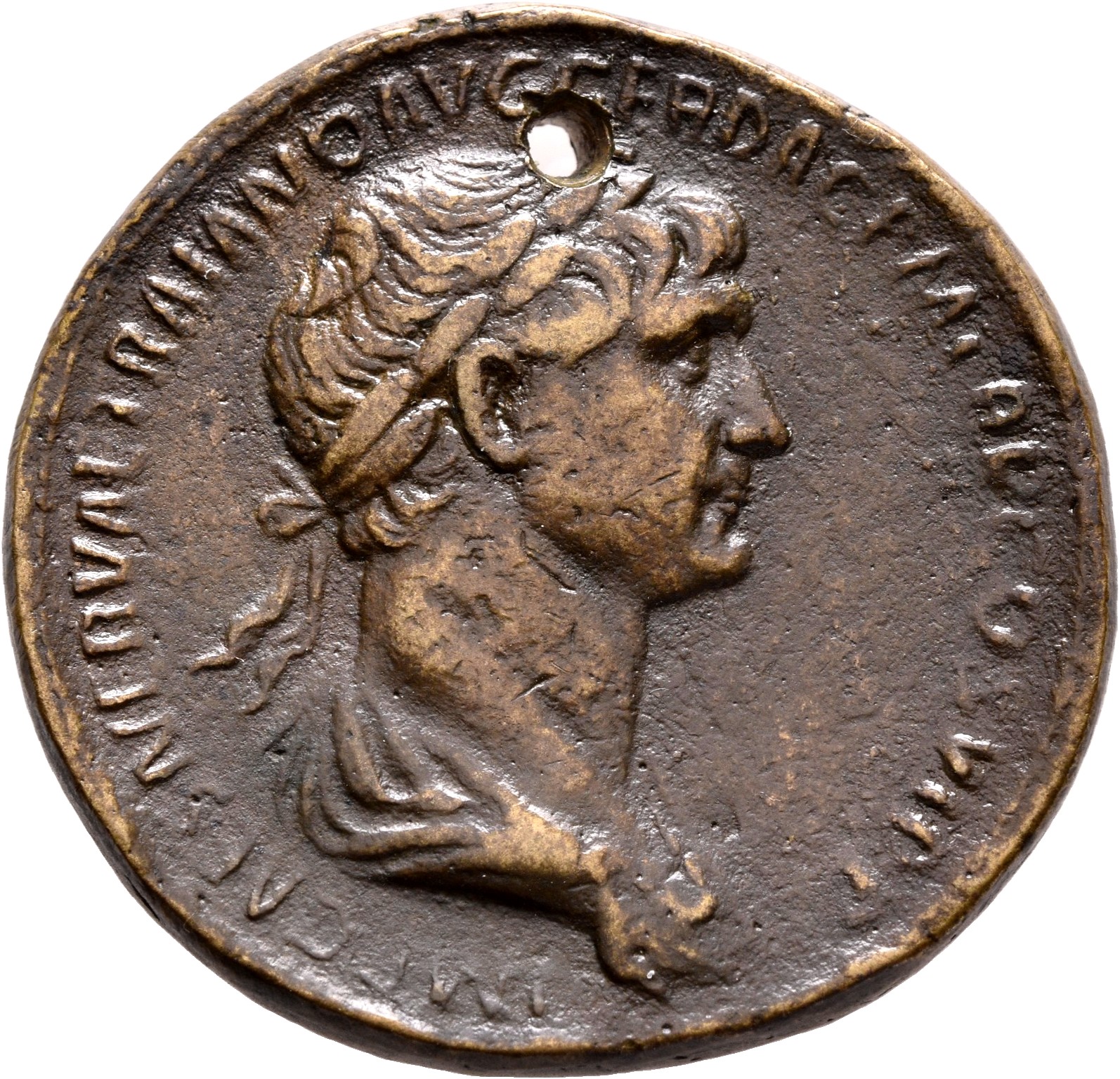RIC II Trajan 602 Trajan obverse, Bust of Trajan, laureate, draped, right with aegis