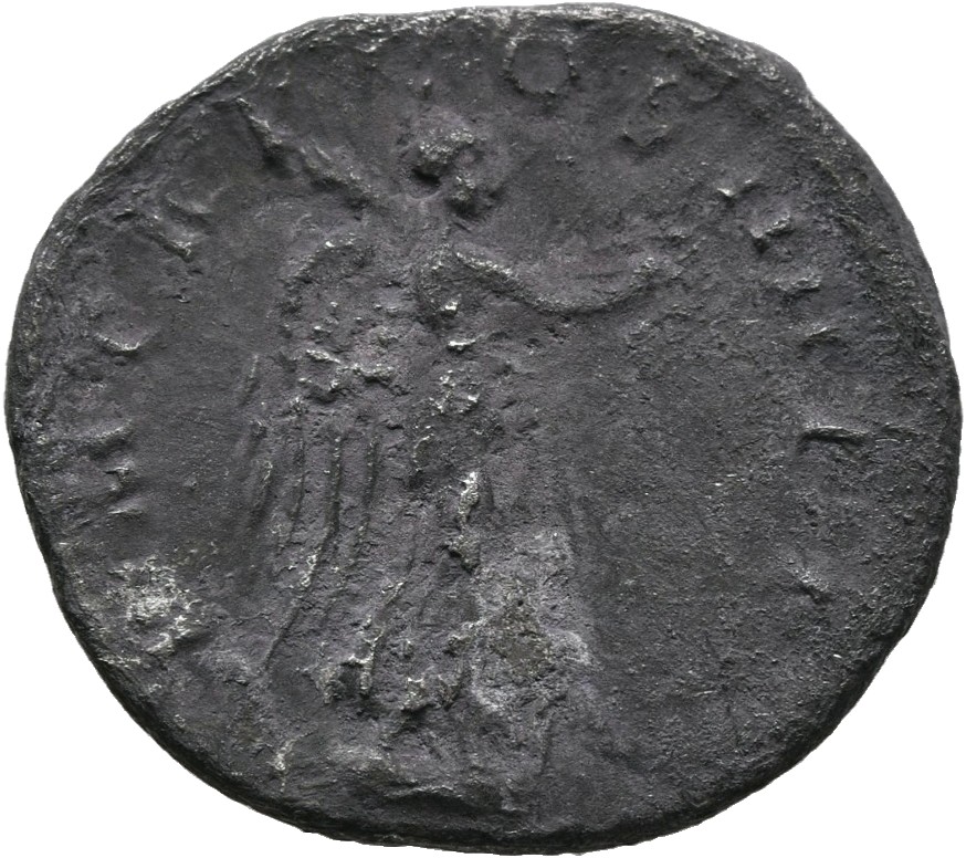 RIC II Trajan 61 Trajan reverse, Victory advancing right, holding wreath and palm