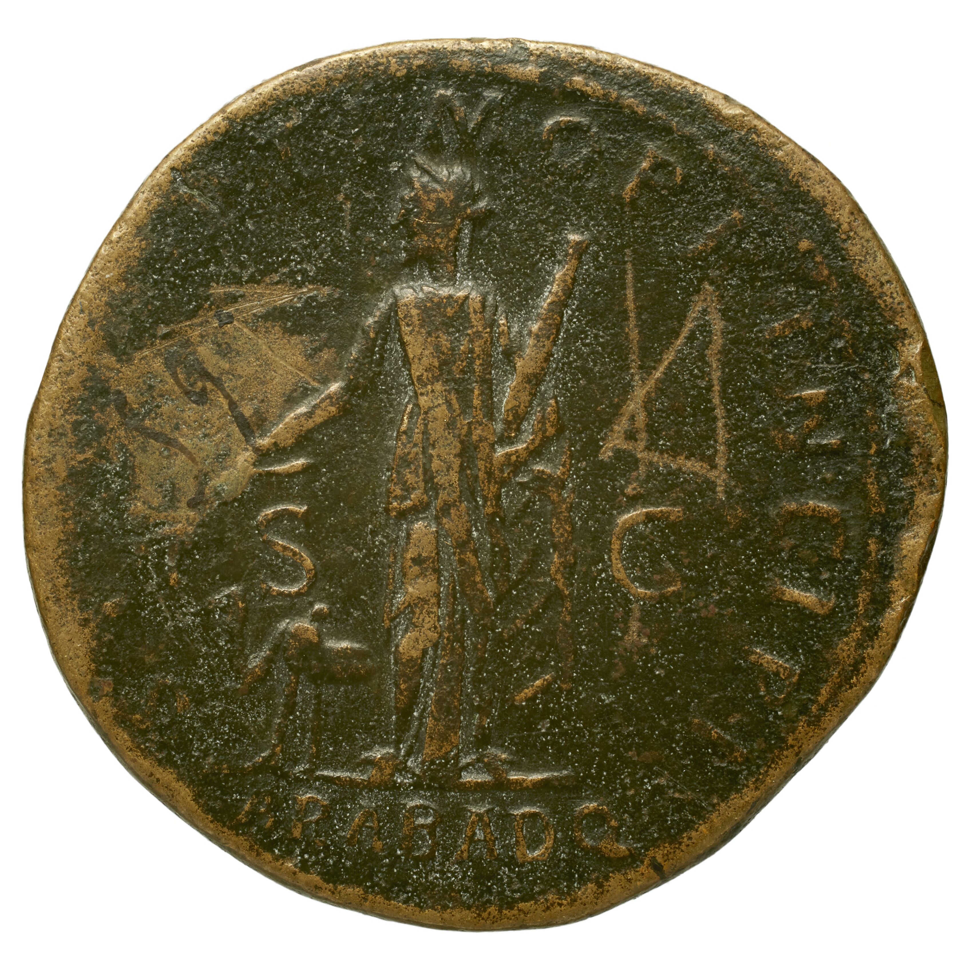 RIC II Trajan 610 Trajan obverse, Bust of Trajan, laureate, draped, right|Bust of Trajan, laureate, draped on left shoulde...