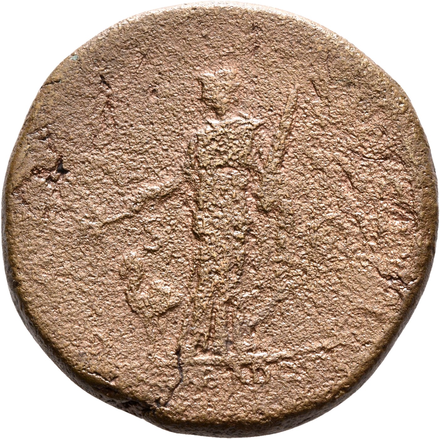 RIC II Trajan 614 (sestertius) Trajan reverse, Arabia, draped, standing front, head left, holding branch in right hand ove...