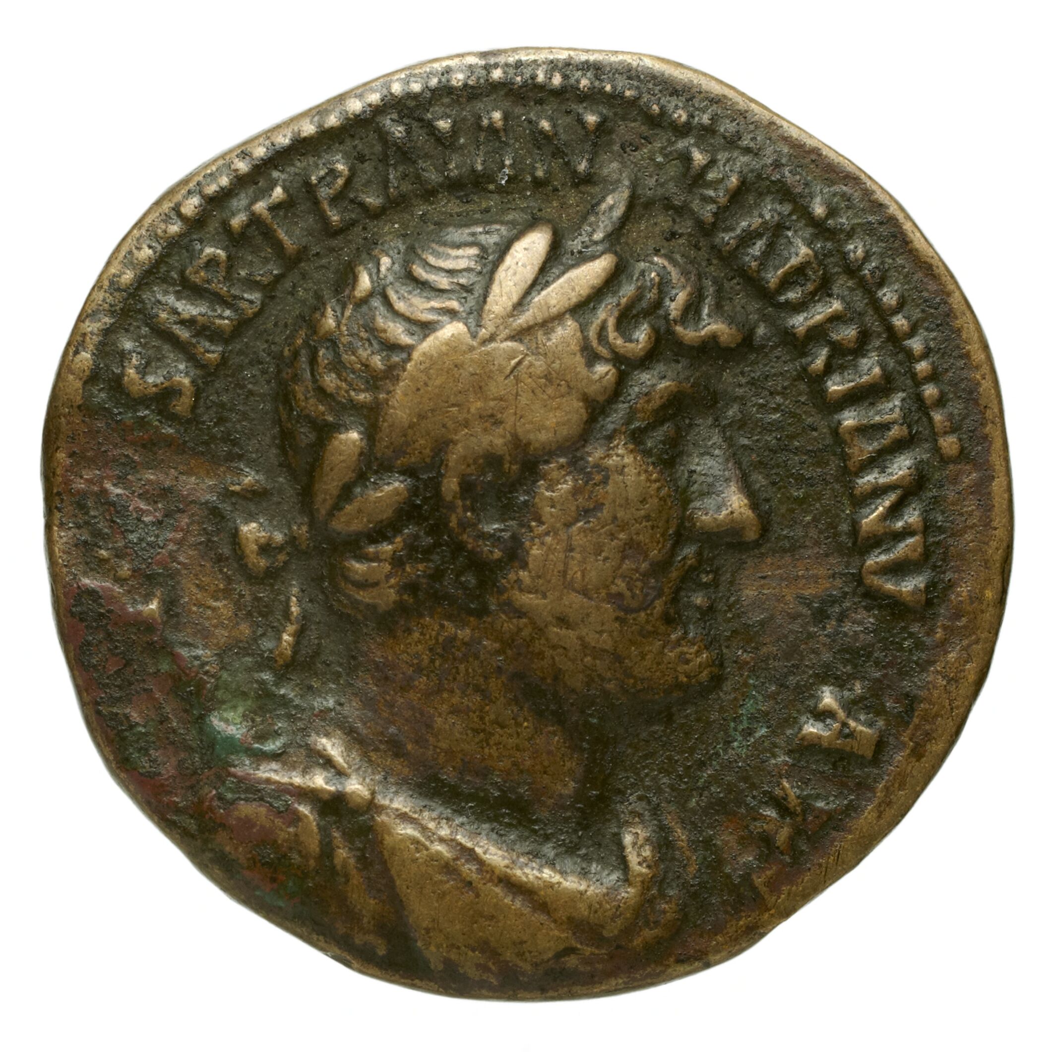 RIC II Trajan 620 Trajan obverse, Head of Trajan, radiate, right