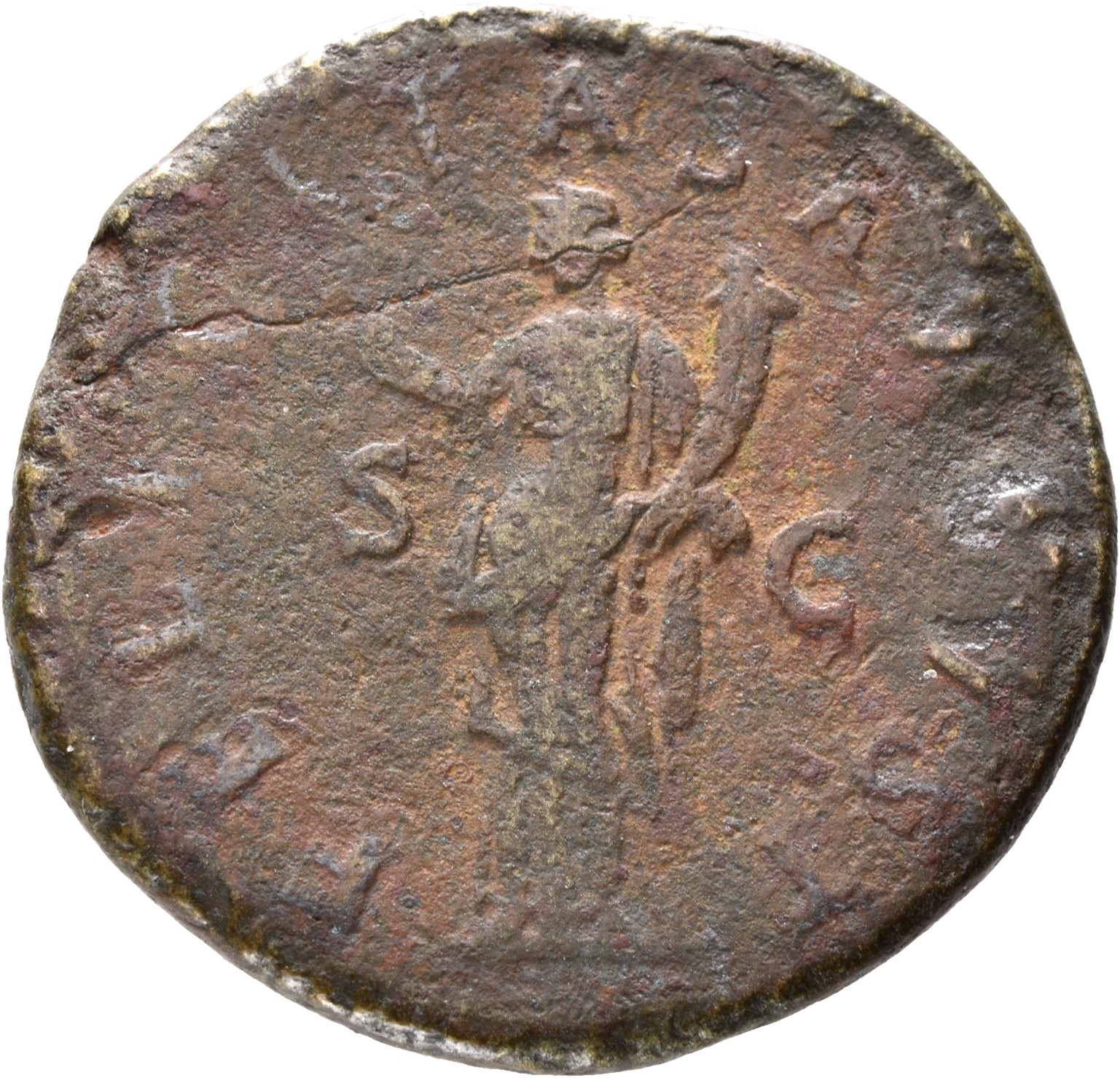 RIC II Trajan 626 Trajan reverse, Felicitas, draped, standing left, holding winged caduceus upwards in right hand and corn...
