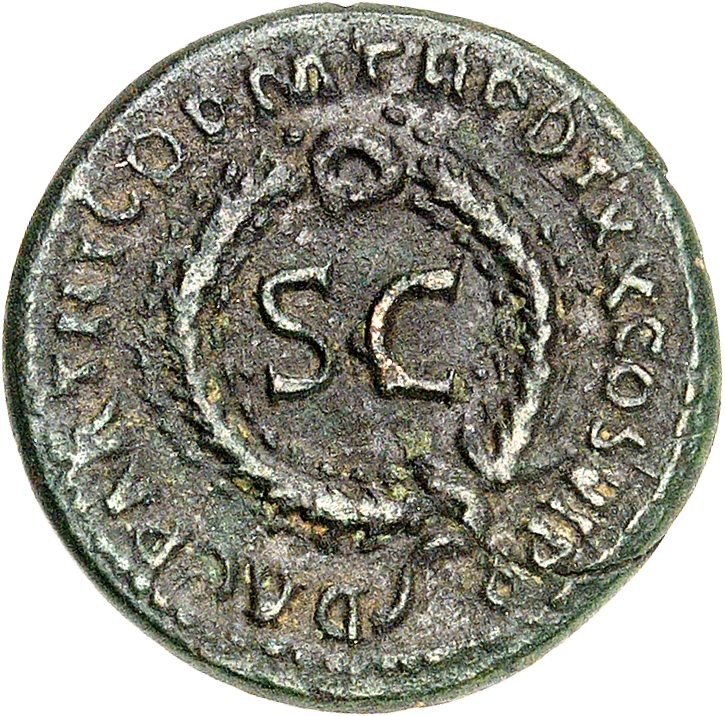 RIC II Trajan 645 Trajan reverse, S C in oak-wreath