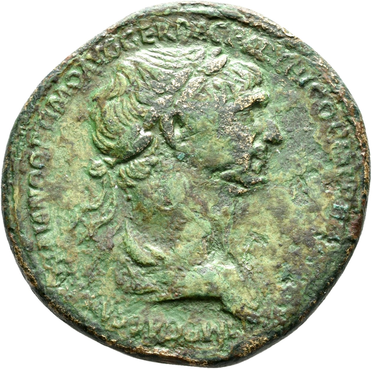 RIC II Trajan 667 Trajan obverse, Bust of Trajan, laureate, draped, right