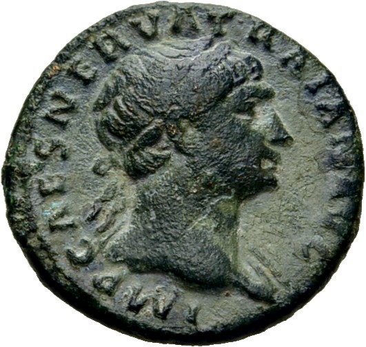RIC II Trajan 687 Trajan obverse, Bust of Trajan, laureate, draped on left shoulder, right