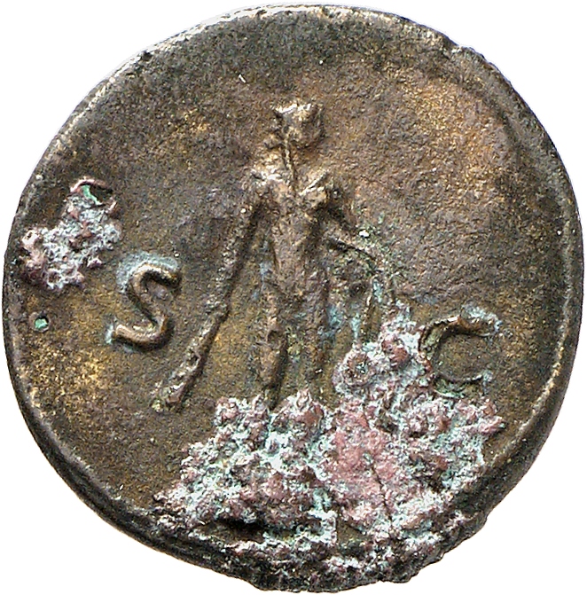 RIC II Trajan 690 Trajan reverse, Hercules, naked, standing front on low base, head right, holding club in right hand and ...