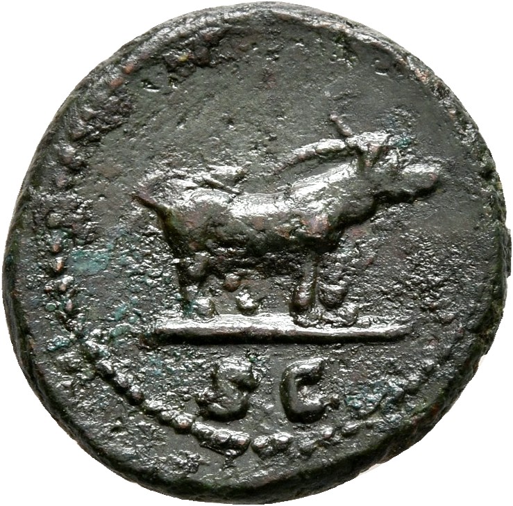 RIC II Trajan 702 Trajan reverse, Boar right with head down