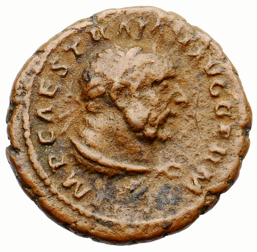 Trajan obverse — Bust of Hercules, diademed, right, wearing lion-skin