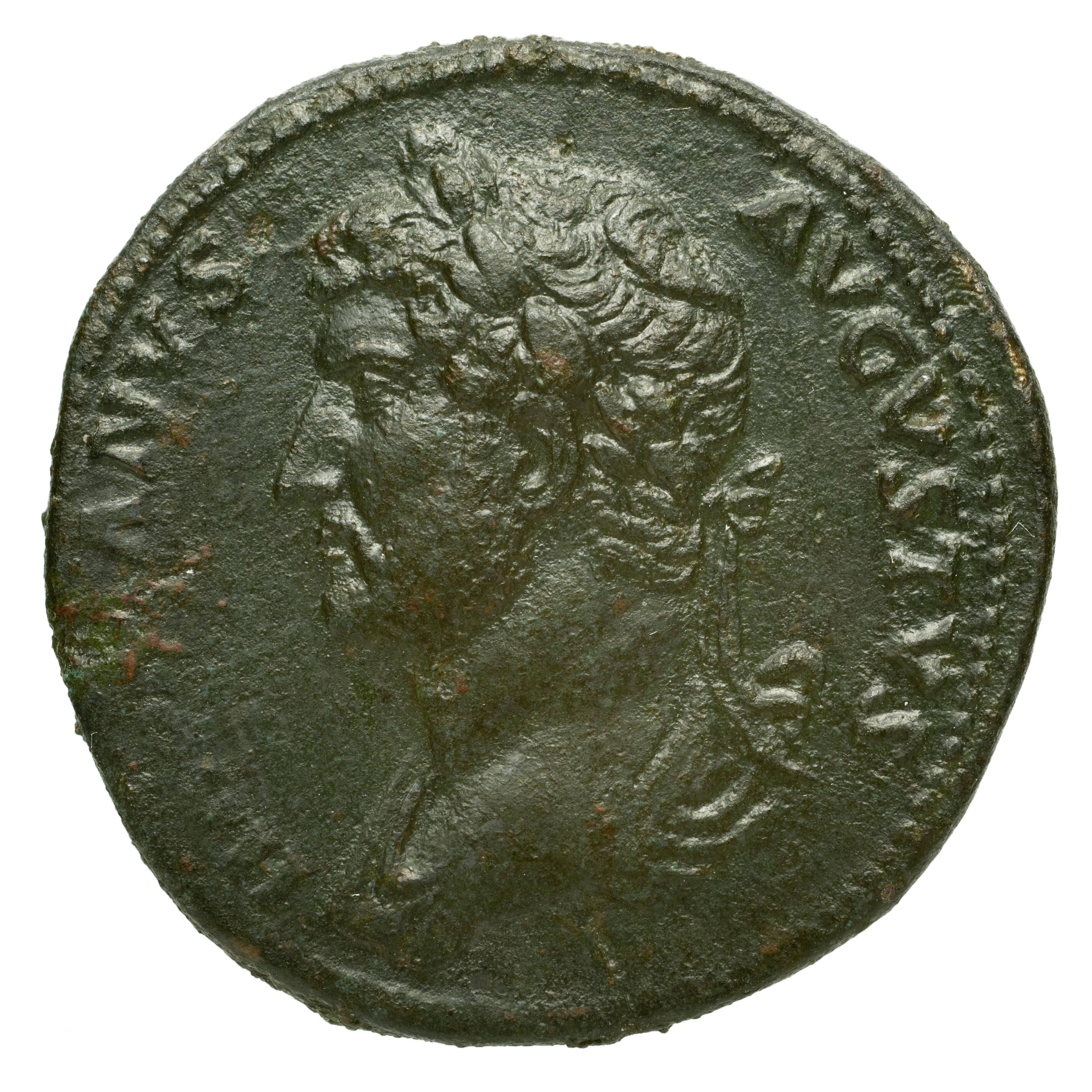 RIC II Trajan 704 Trajan obverse, Head of Trajan, laureate, right