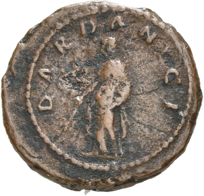 RIC II Trajan 704 Trajan reverse, Woman (Pax?), draped, standing left, holding branch (corn-ears?) downwards in right hand...