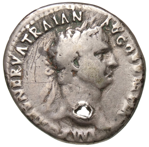 Trajan obverse — Head of Trajan, laureate, right