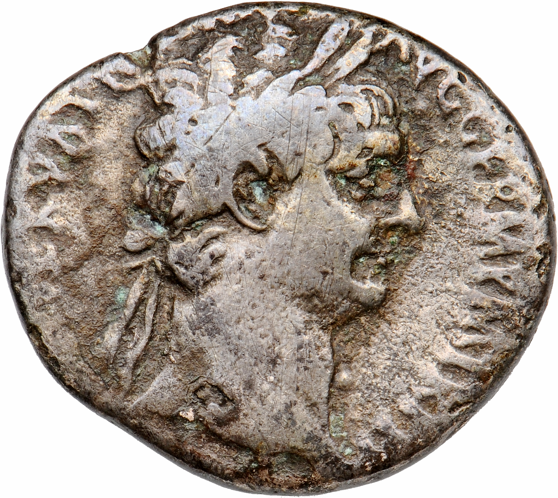 RIC II Trajan 721 Trajan obverse, Head of Trajan, laureate, right