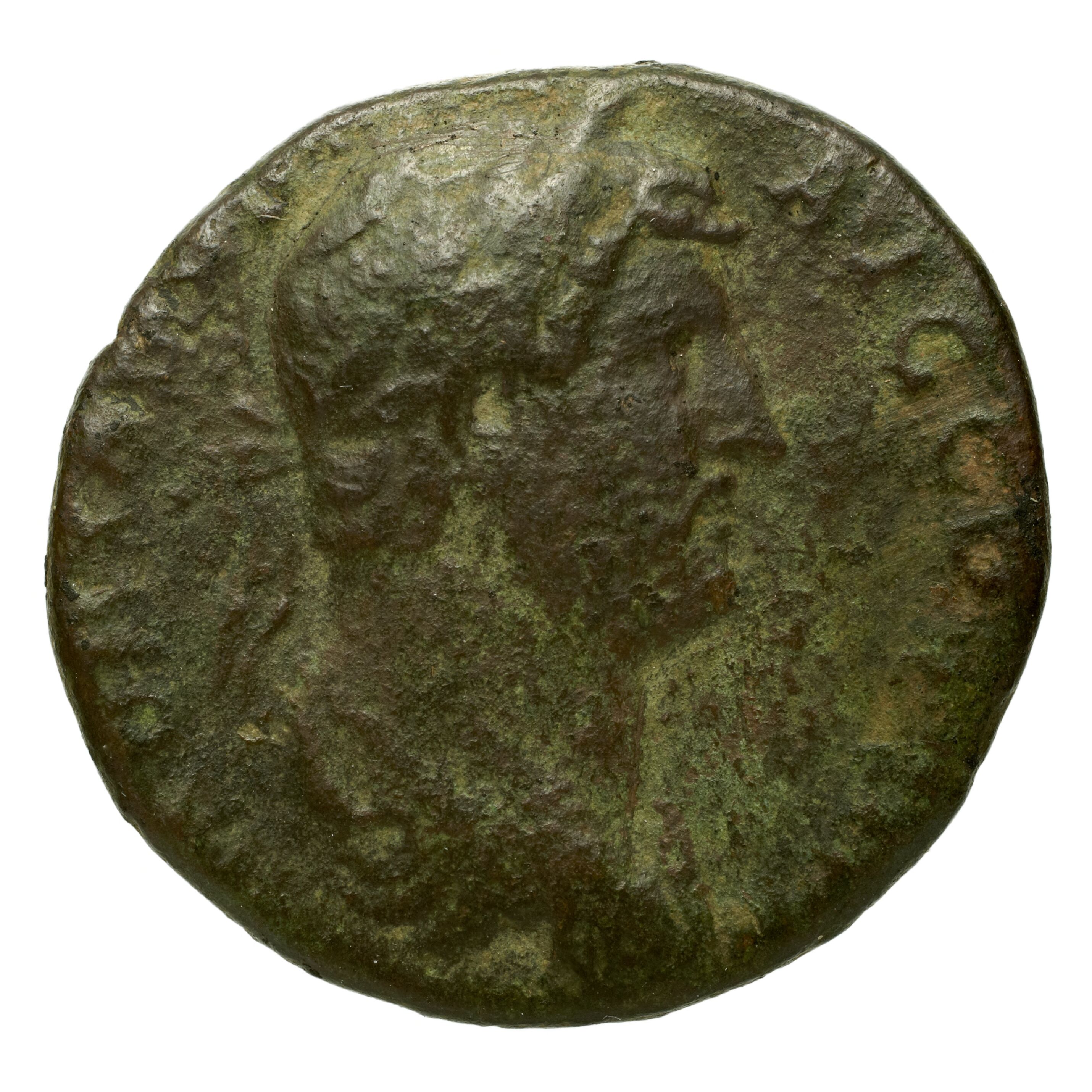 RIC II Trajan 723 Trajan obverse, Head of Trajan, laureate, right