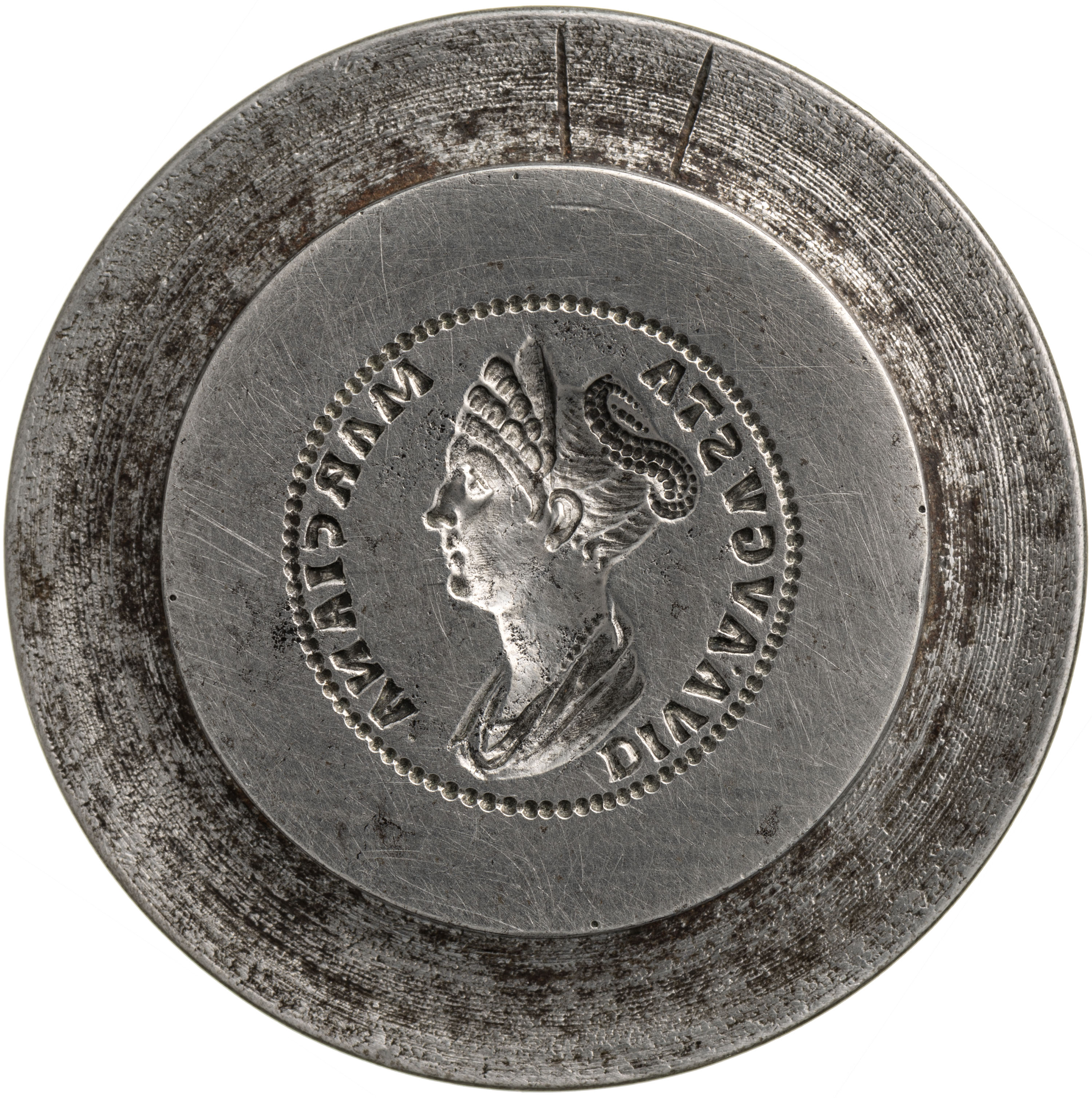 RIC II Trajan 744 Trajan obverse, Bust of Marciana, draped, right; hair coiled on top of head behind cresent-shaped diadem