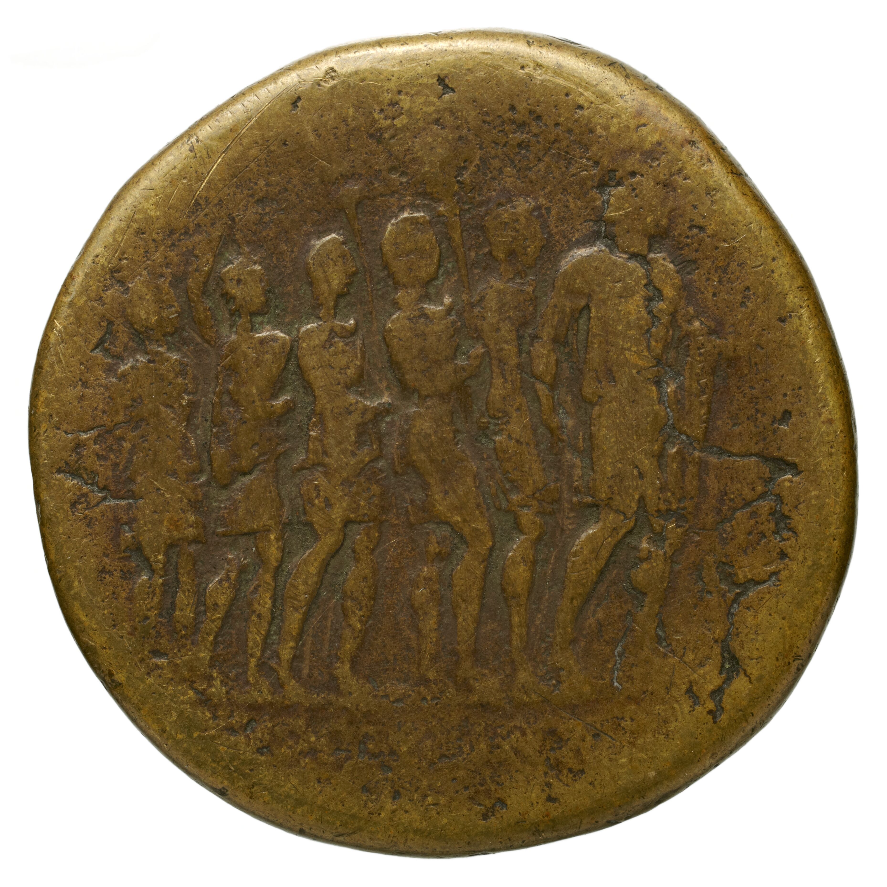 RIC II Trajan 747 Trajan obverse, Bust of Marciana, draped, right; hair coiled on top of head behind cresent-shaped diadem