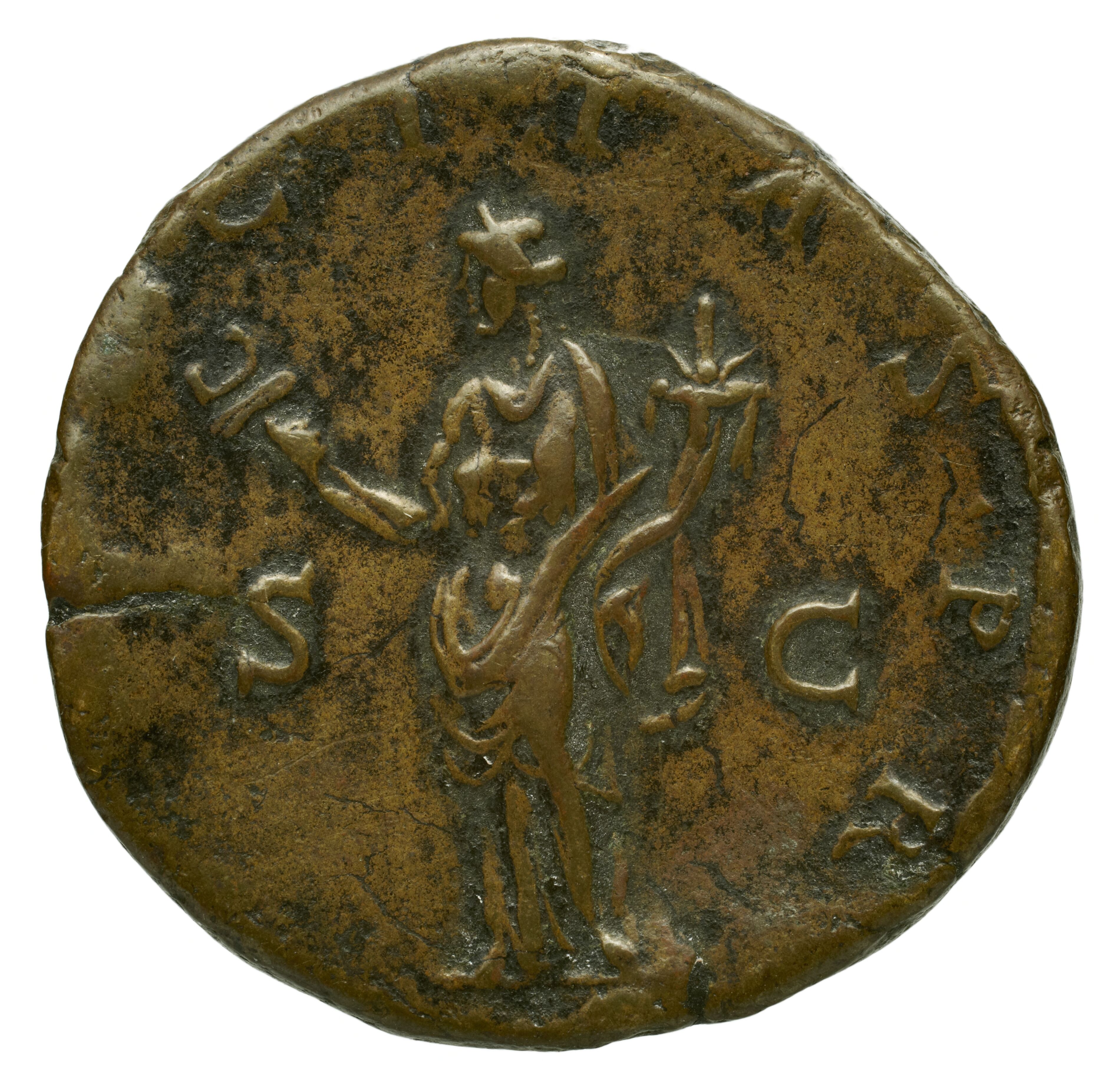 RIC II Trajan 757 Trajan obverse, Bust of Matidia, draped, right; hair coiled and jeweled on top of head; hair in front de...