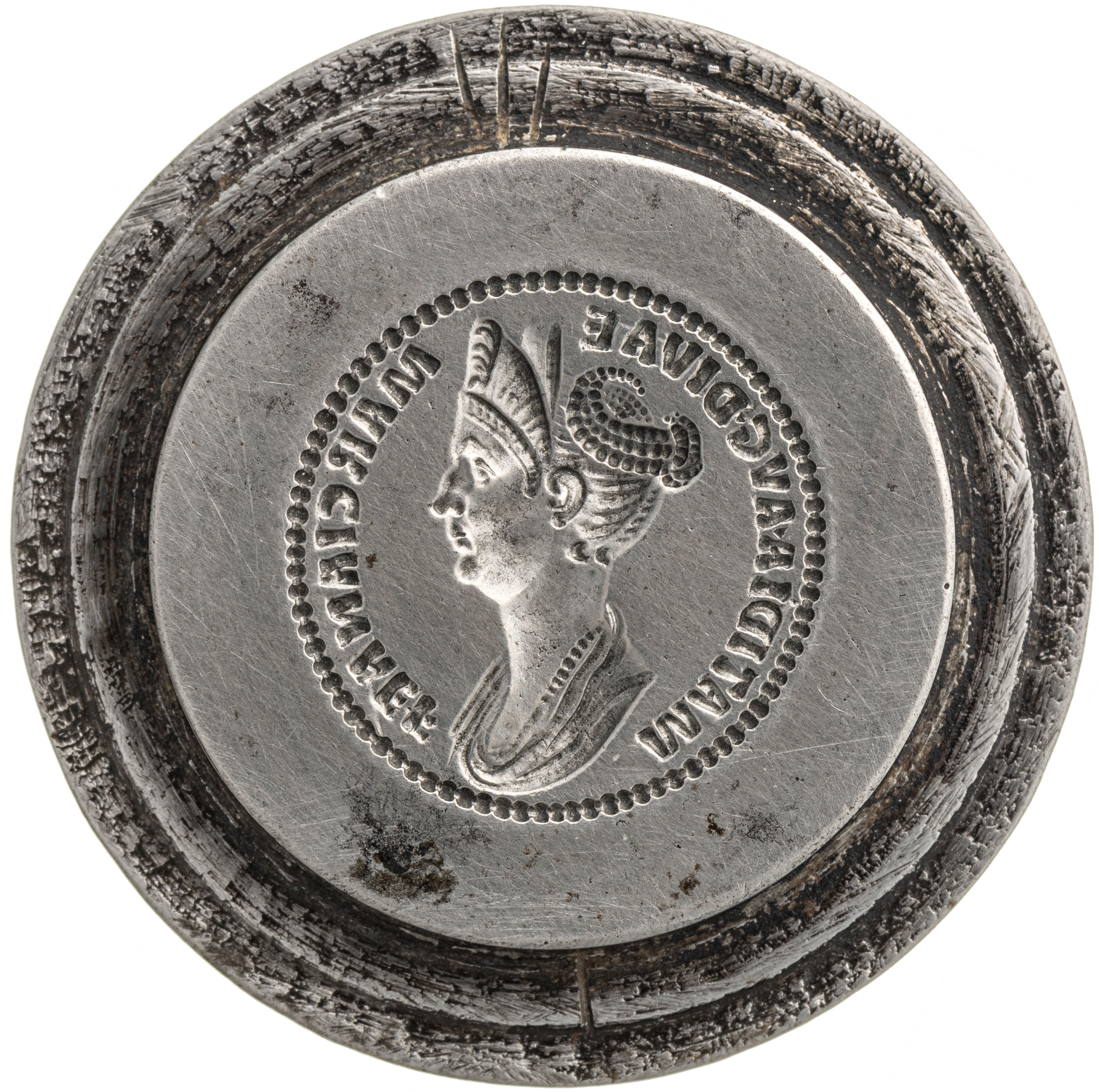 RIC II Trajan 759 (aureus) Trajan obverse, Bust of Matidia, draped, right; hair coiled and jeweled on top of head; hair in...