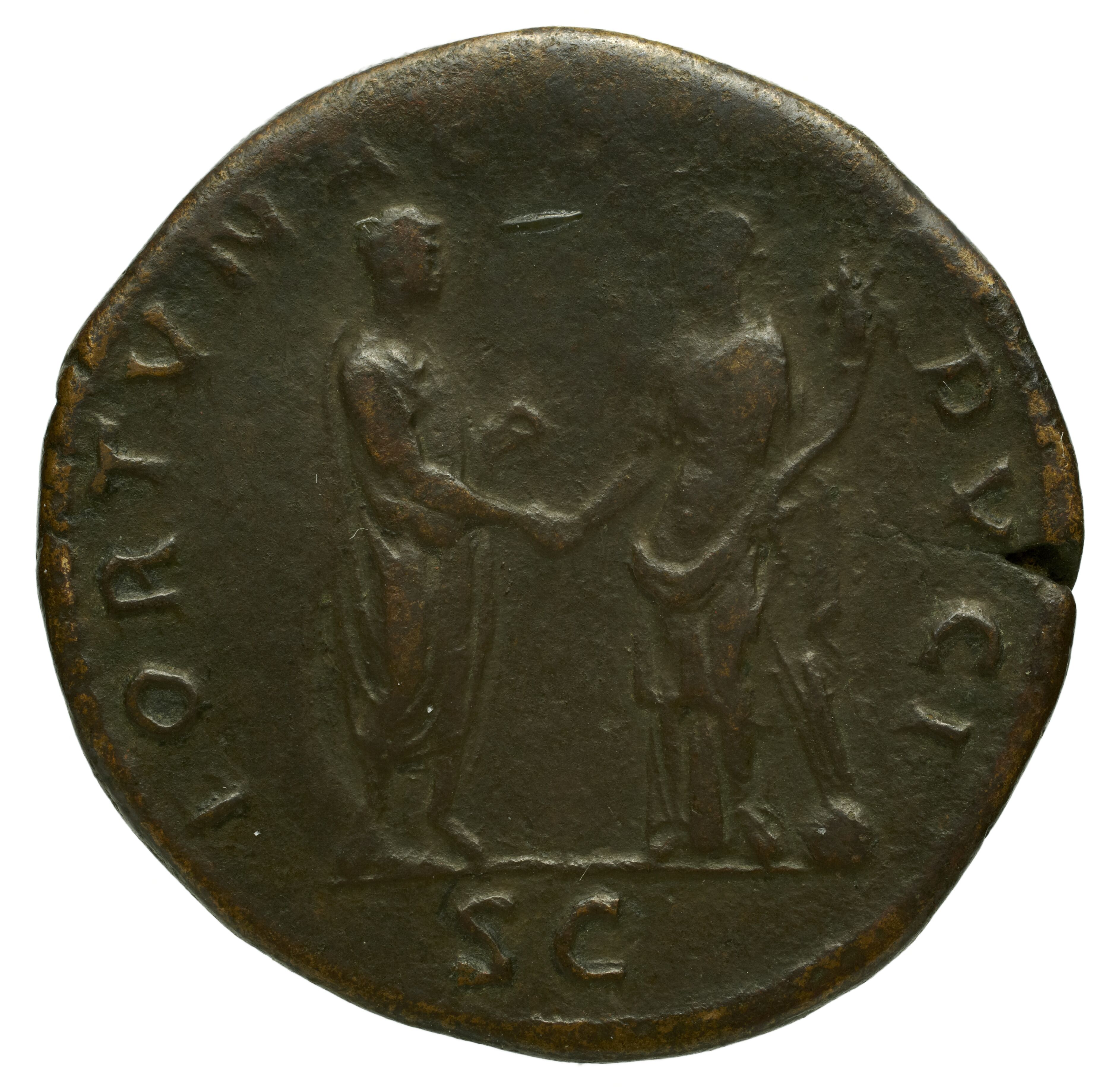 RIC II Trajan 761 Trajan obverse, Bust of Matidia, draped, right; hair coiled and jeweled on top of head; hair in front de...