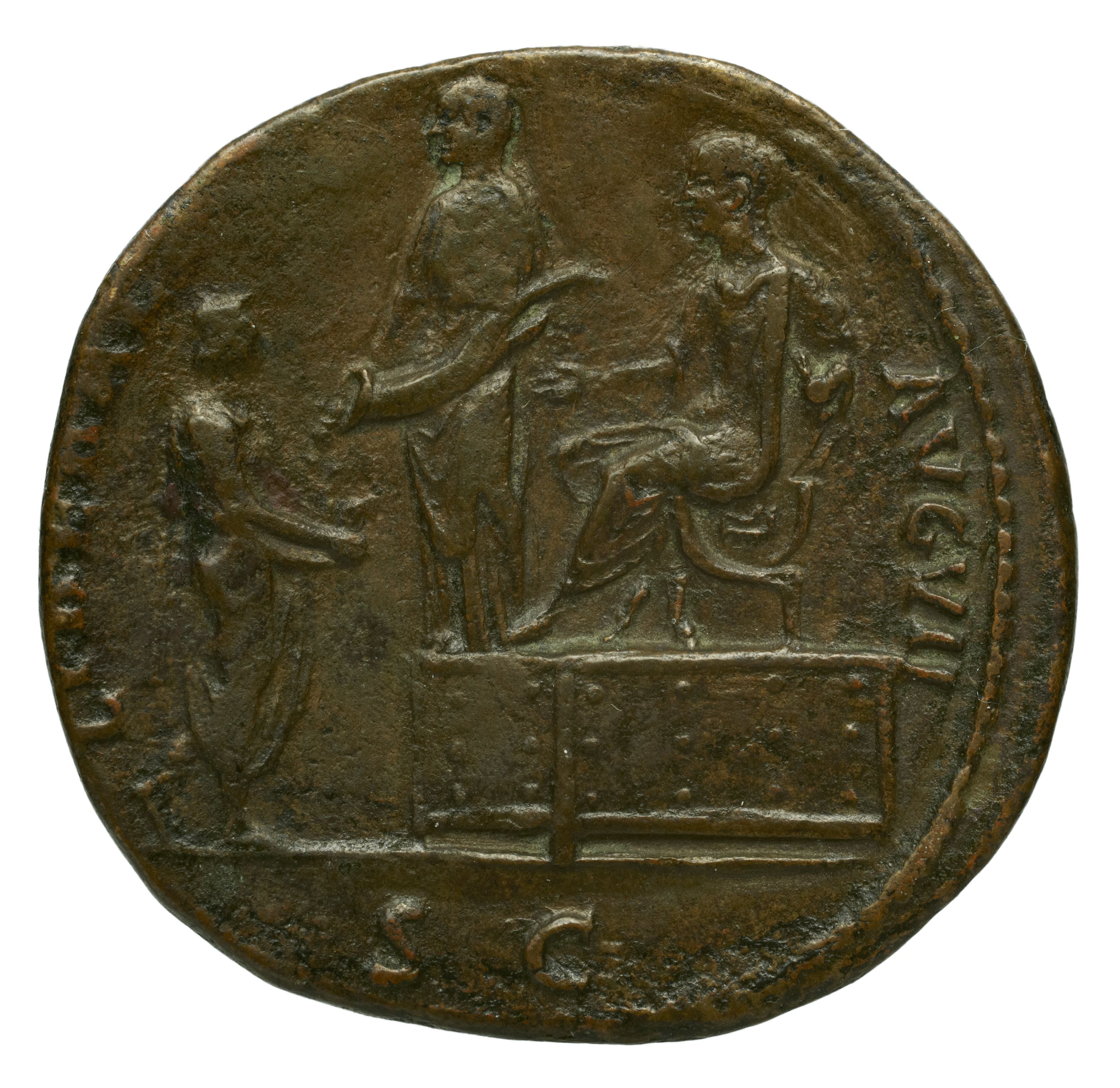 RIC II Trajan 766 Trajan obverse, Head of Roma, helmeted, right; X behind