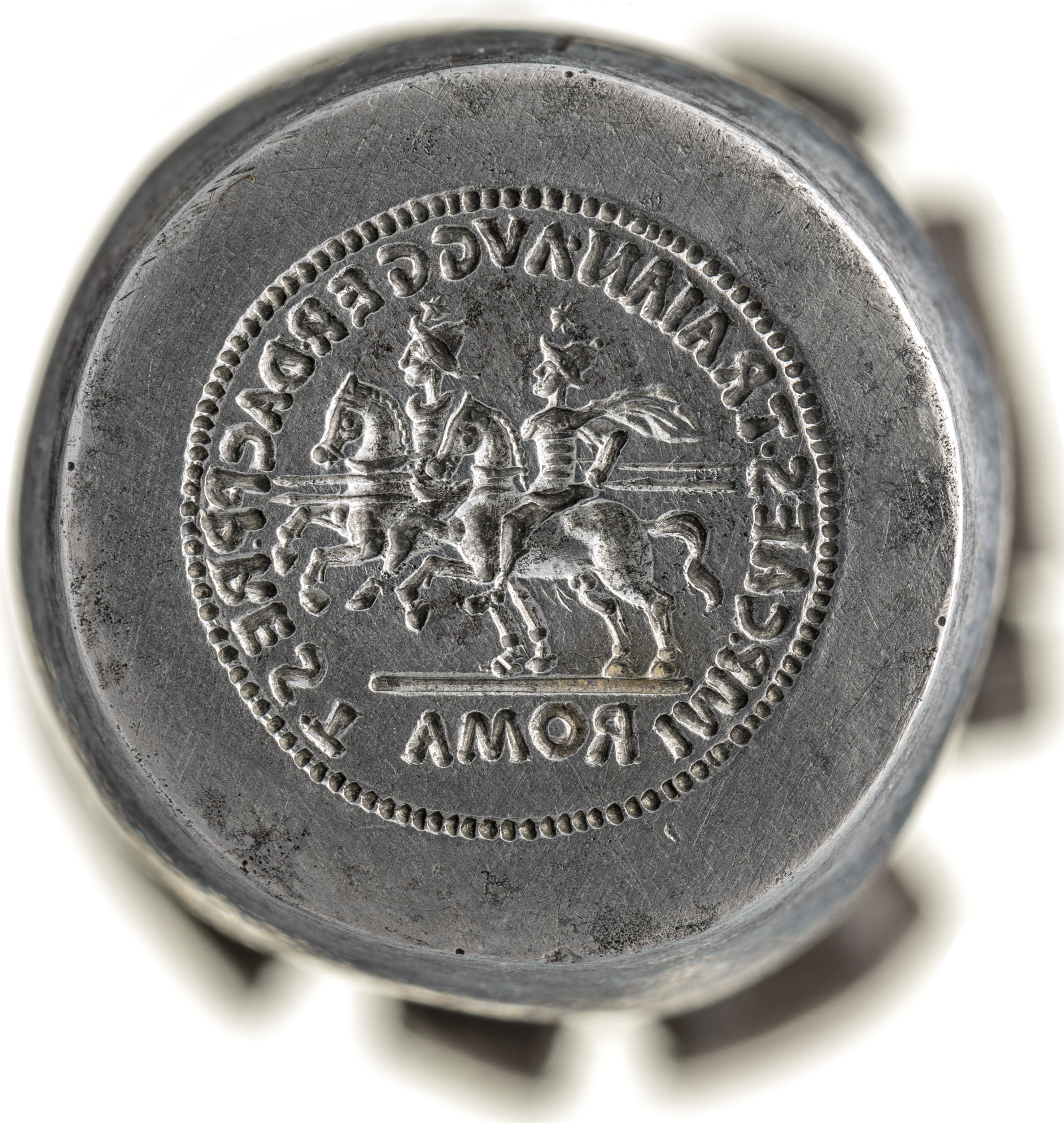 RIC II Trajan 768 Trajan obverse, Head of Roma, helmeted, right; X behind