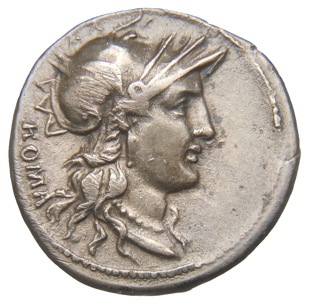 RIC II Trajan 769 Trajan obverse, Head of Roma, helmeted, right