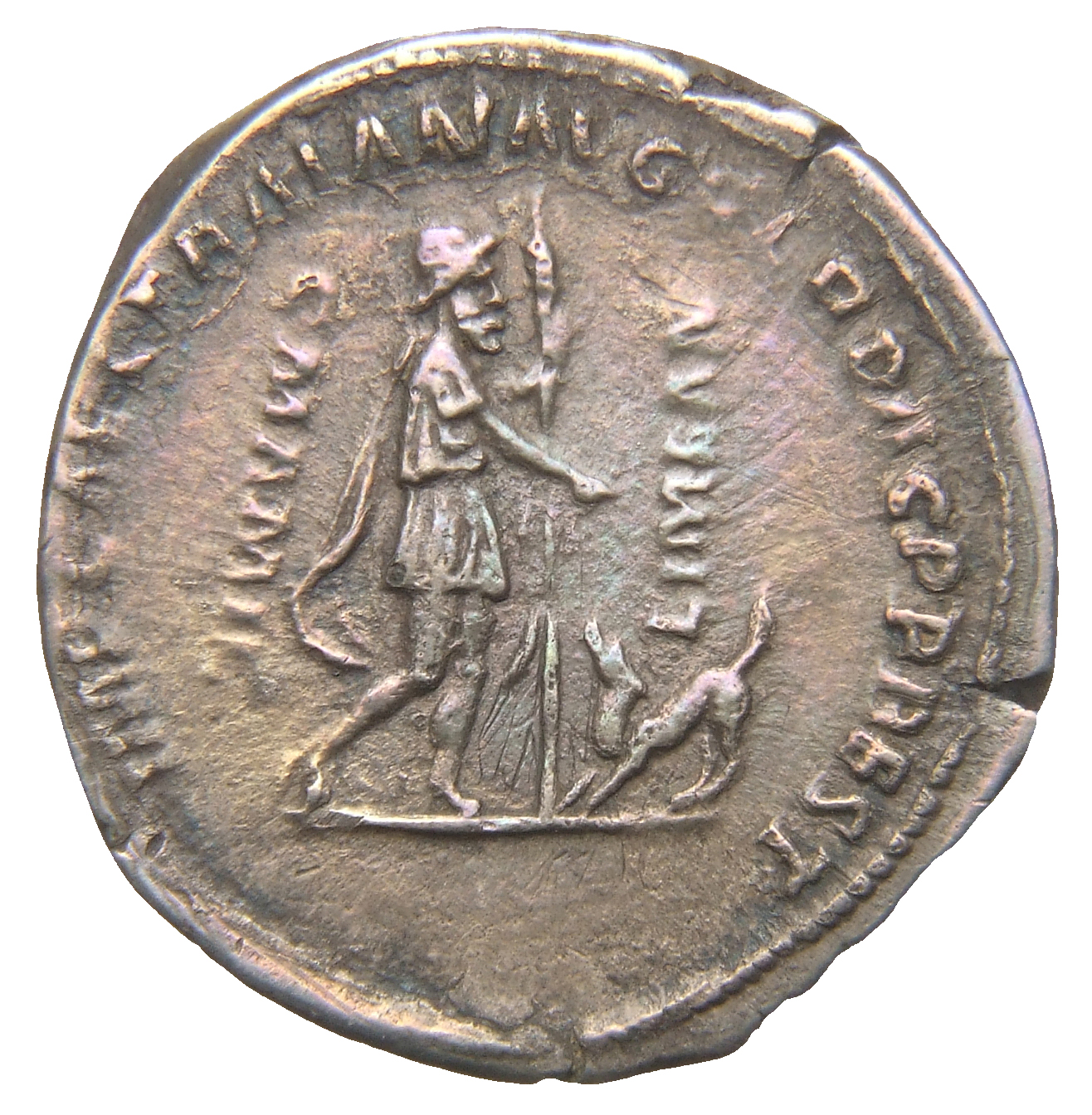 RIC II Trajan 780 Trajan reverse, Odysseus walking right to meet his pet Argos