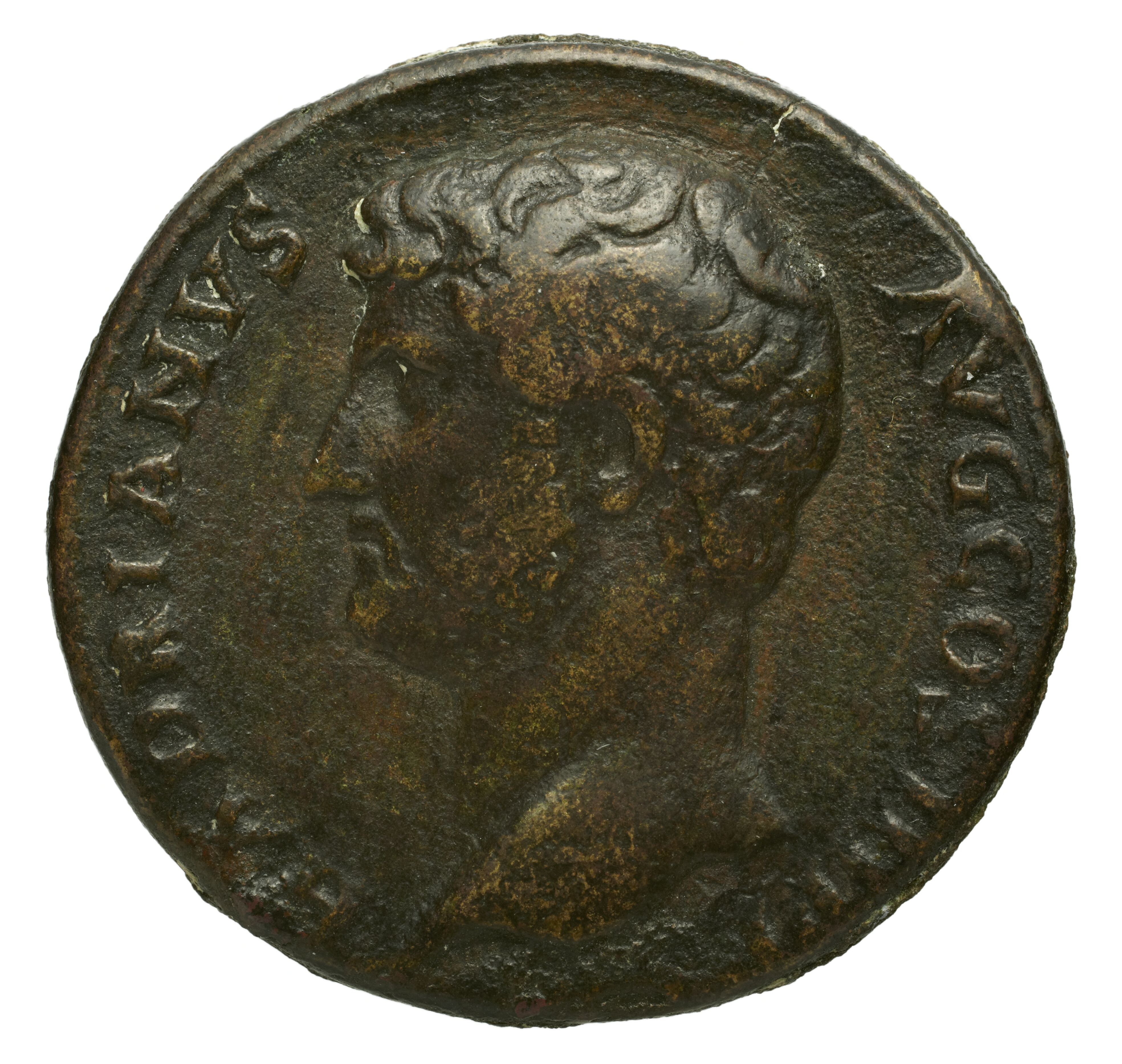RIC II Trajan 784 Trajan obverse, Head of Pietas, right; stork front
