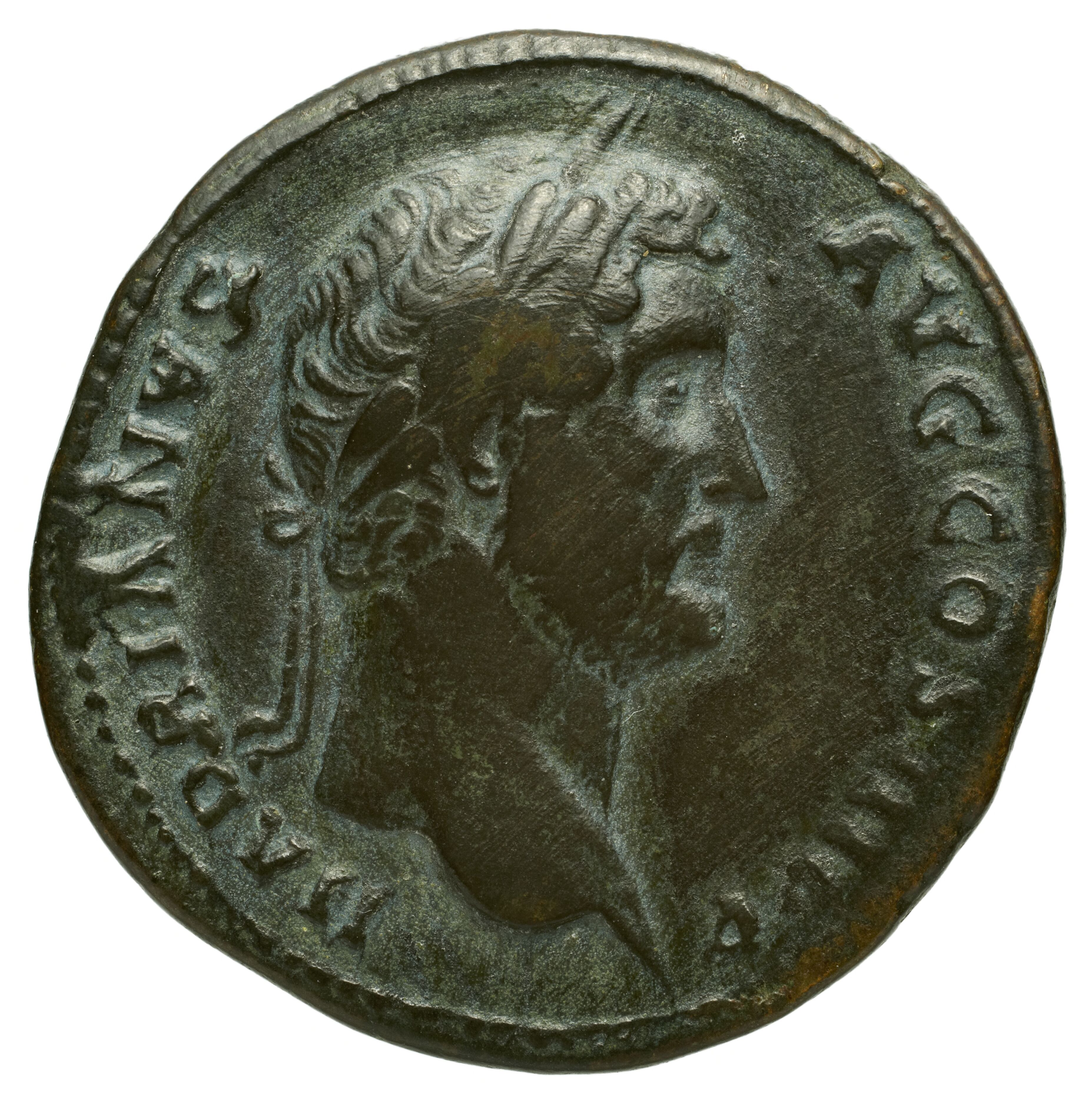 RIC II Trajan 787 Trajan obverse, Head of Bonus Eventus, wearing fillet, right